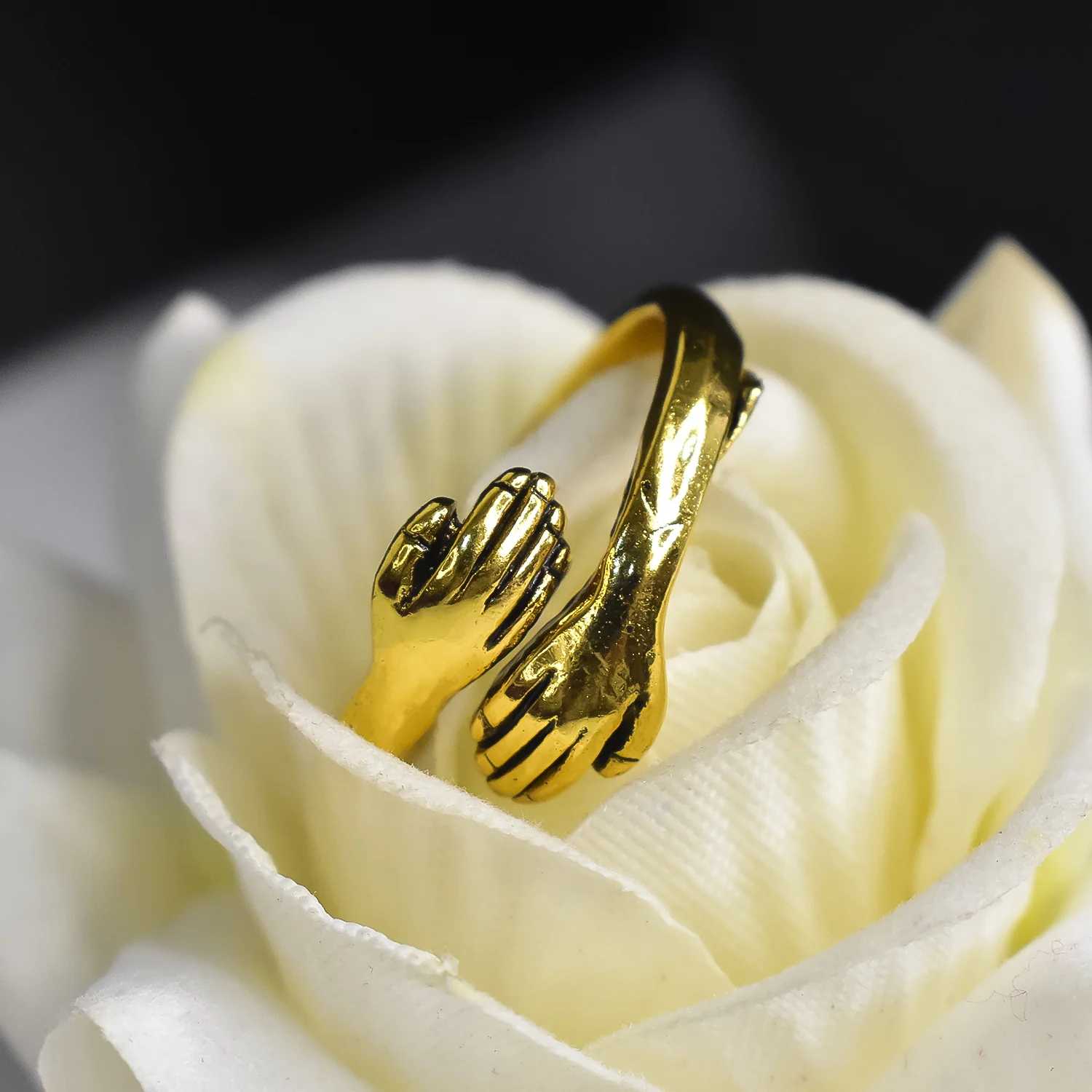 Stainless Steel Gold Plated Simple Style Hug Adjustable Ring - Image 3