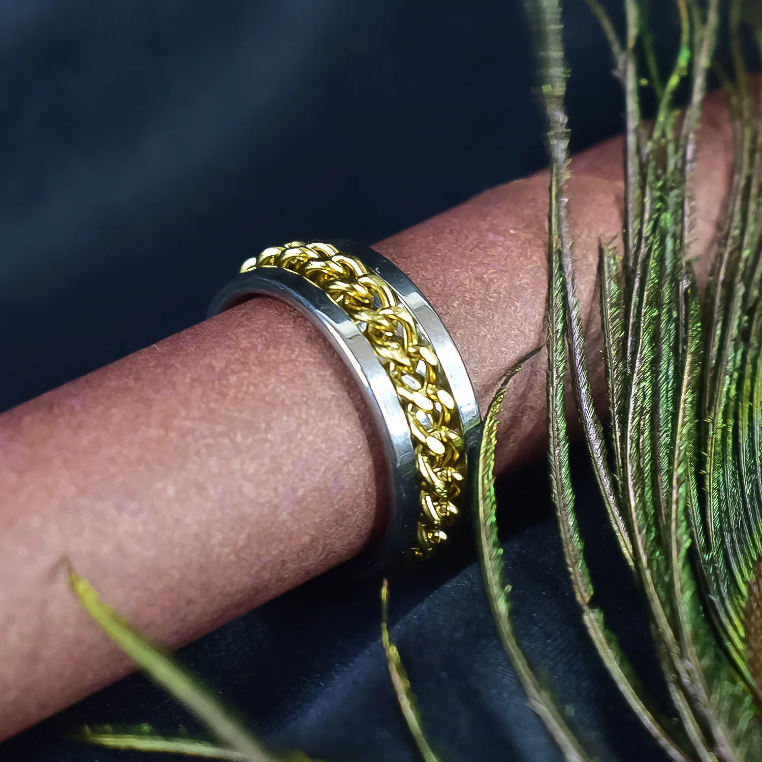 Stainless Steel Golden Chain Rings for Men - Image 2