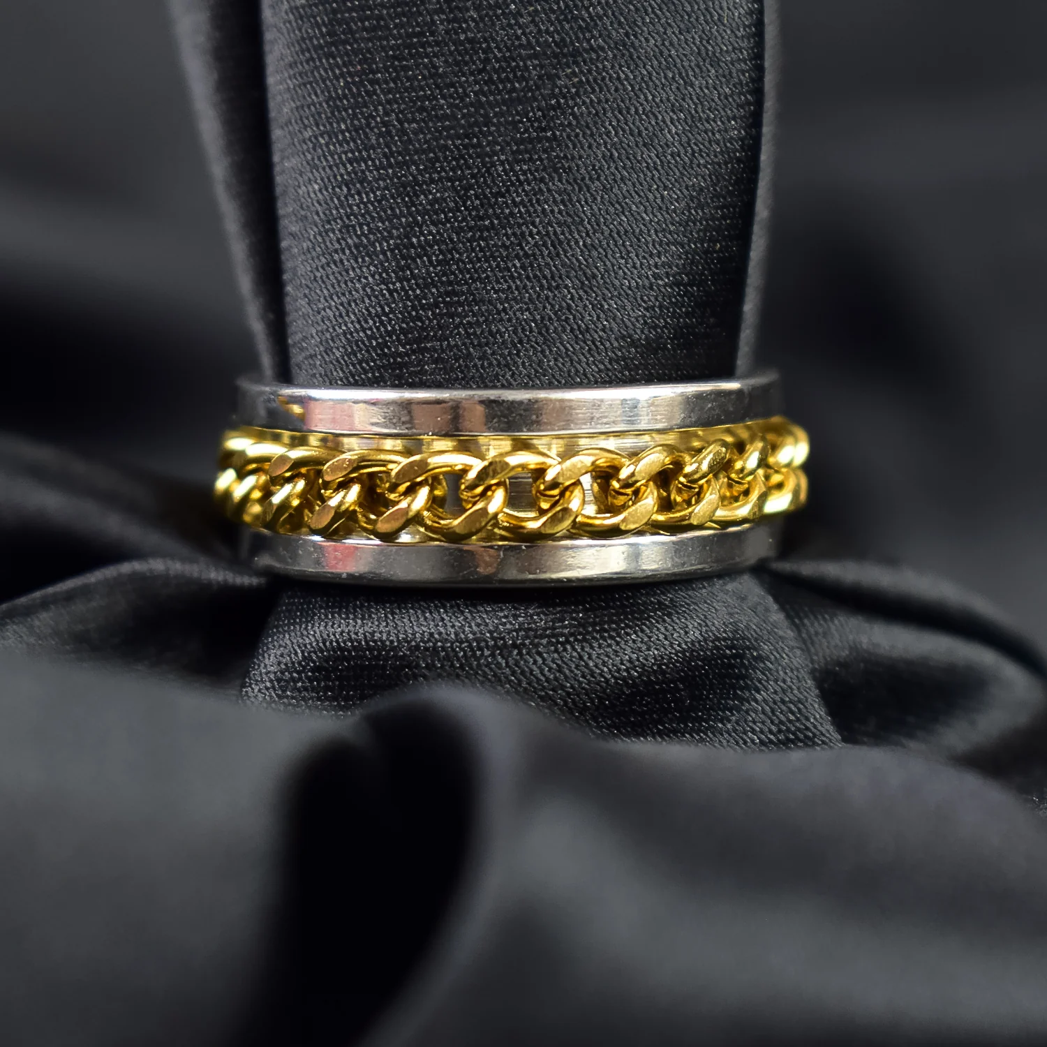 Stainless Steel Golden Chain Rings for Men - Image 3