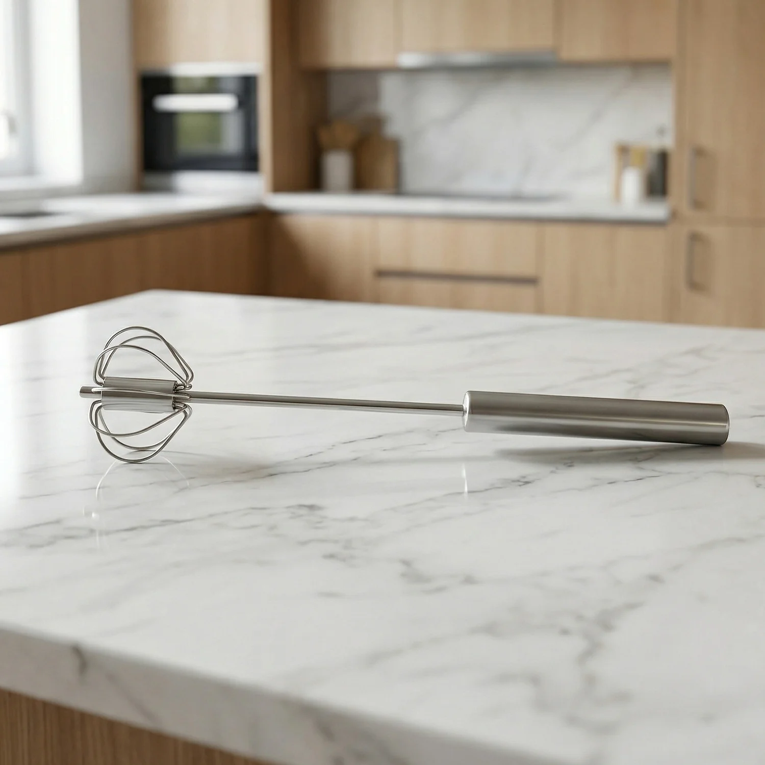 Stainless Steel Hand Push Rotary Whisk (1 Pc, 29 Cm) - Image 11