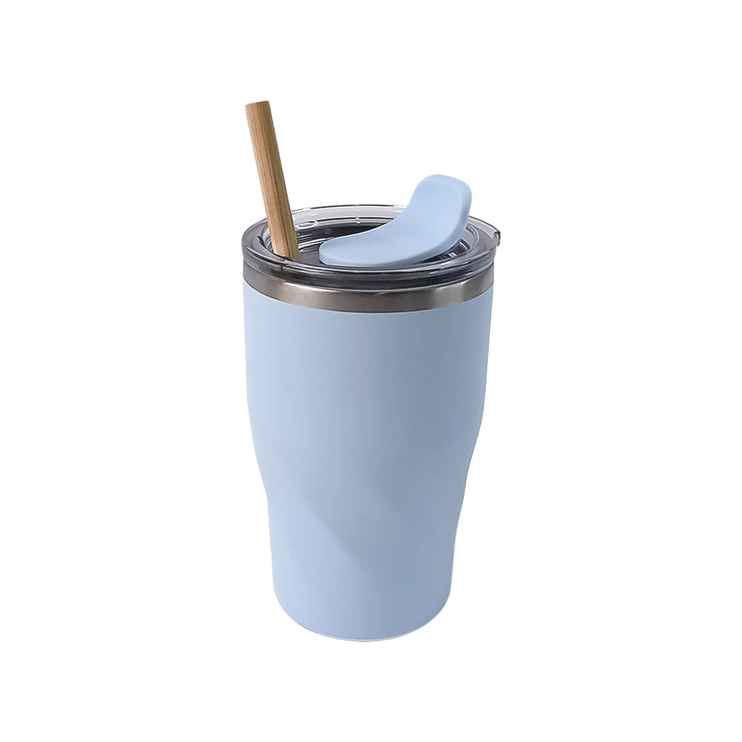 Stainless Steel Insulated Coffee Mug With Wooden Straw, Tumbler (350ml Approx) - Image 4