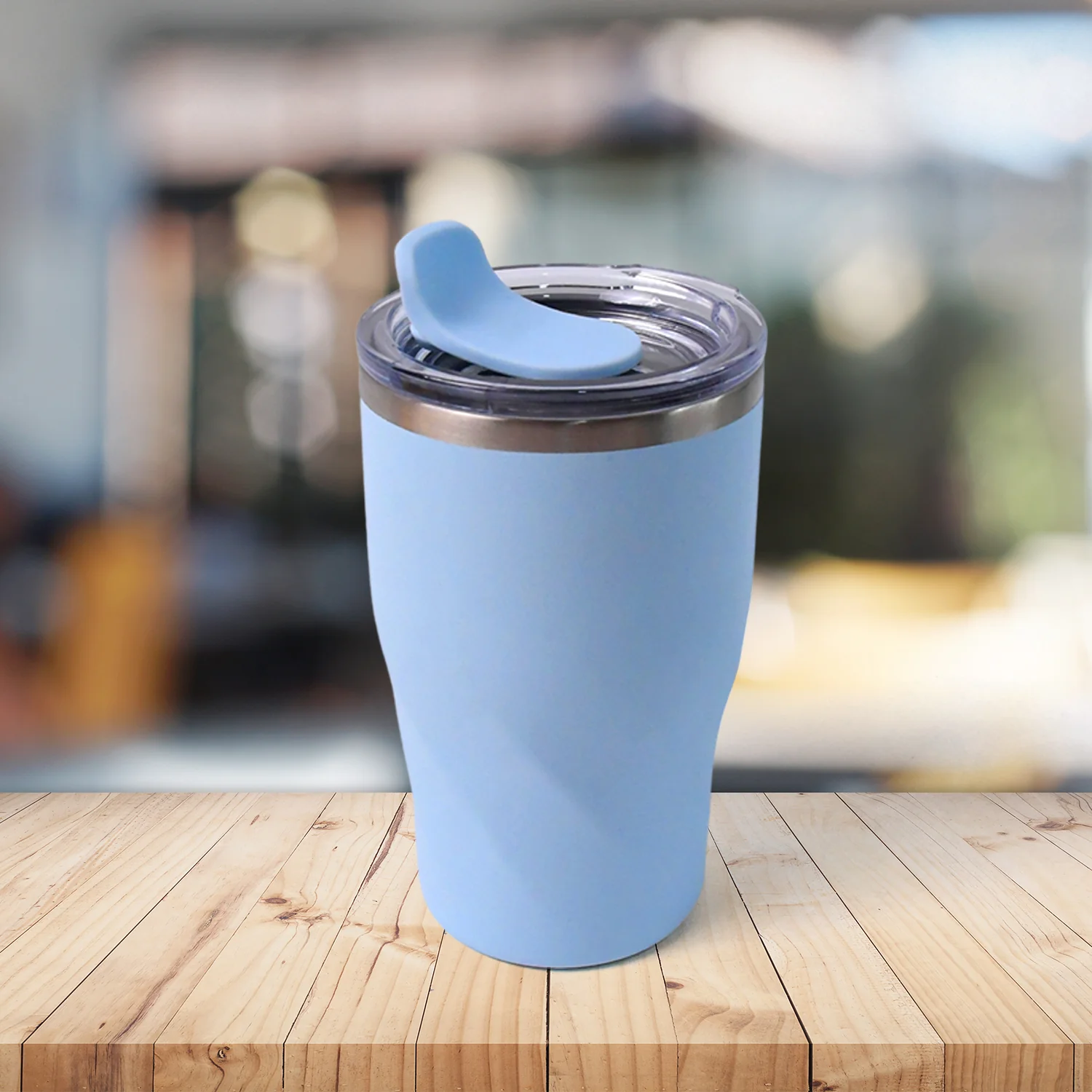 Stainless Steel Insulated Coffee Mug With Wooden Straw, Tumbler (350ml Approx) - Image 5