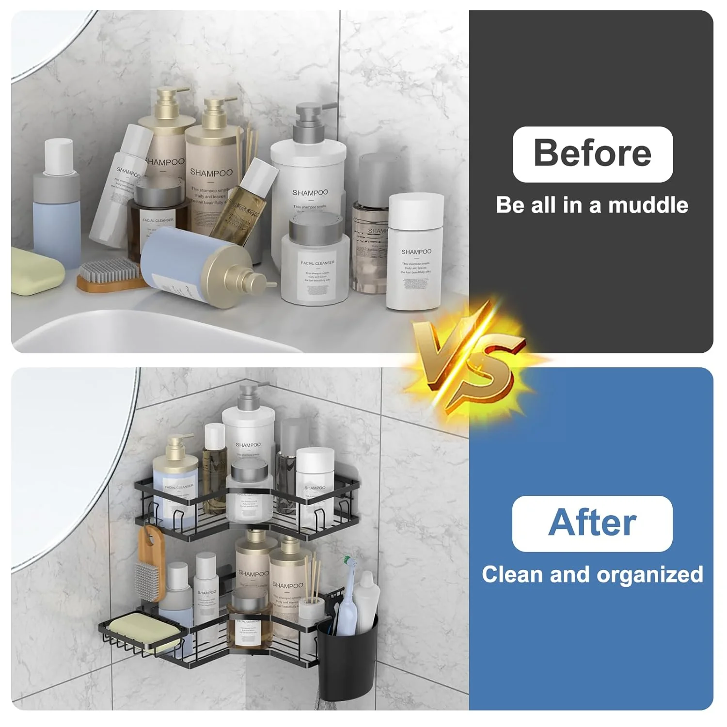 Iron Coating Self-Adhesive Corner Shelf Organizer (2 Pc) - Image 7