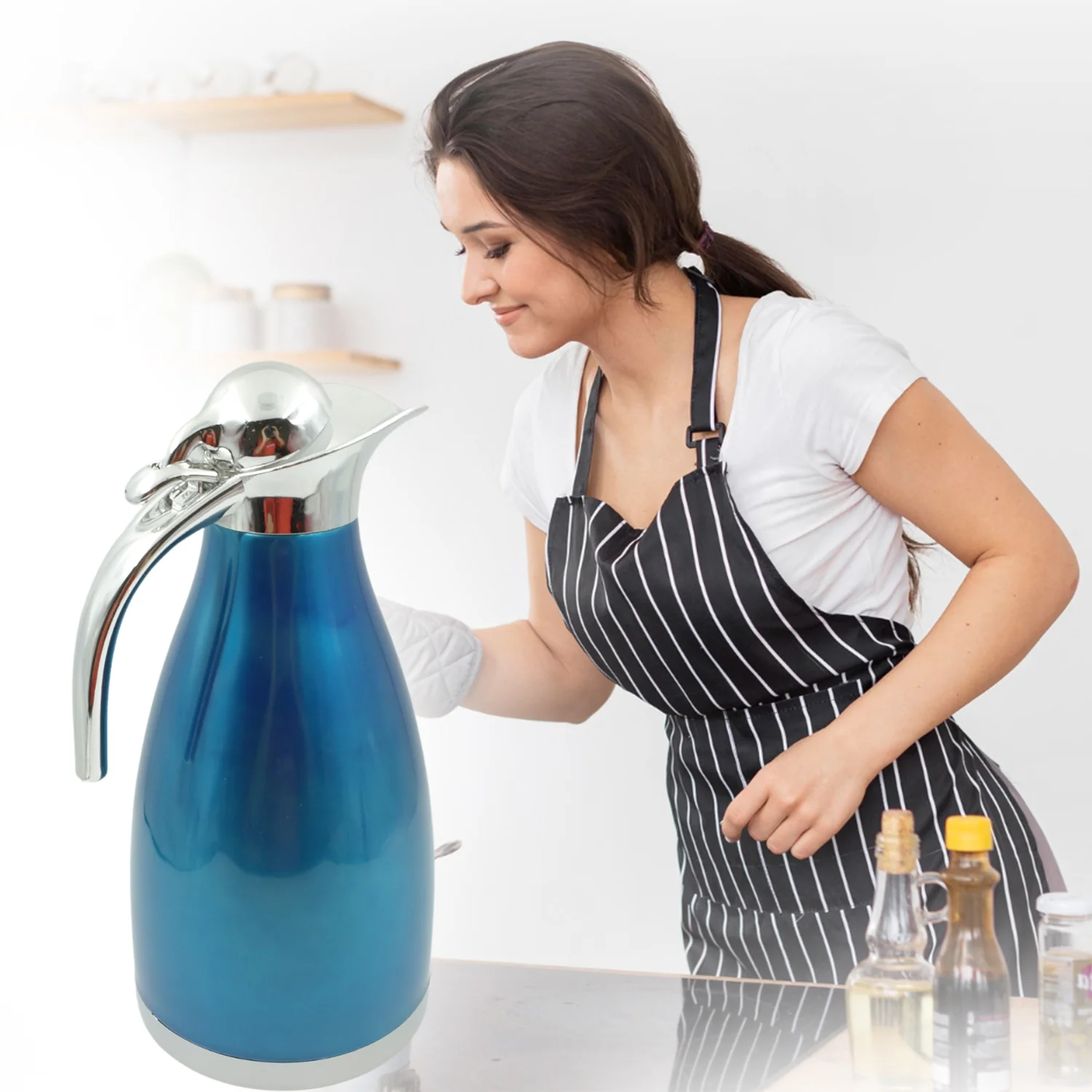 Vacuum Insulated Kettle Jug, Vacuum Insulated Thermos Kettle Jug Insulated Vacuum Flask, Vacuum Kettle Jug Stainless Steel For Milk ,Tea ,Beverage Home Office Travel Coffee (2 Ltr / 1Pc) - Image 5