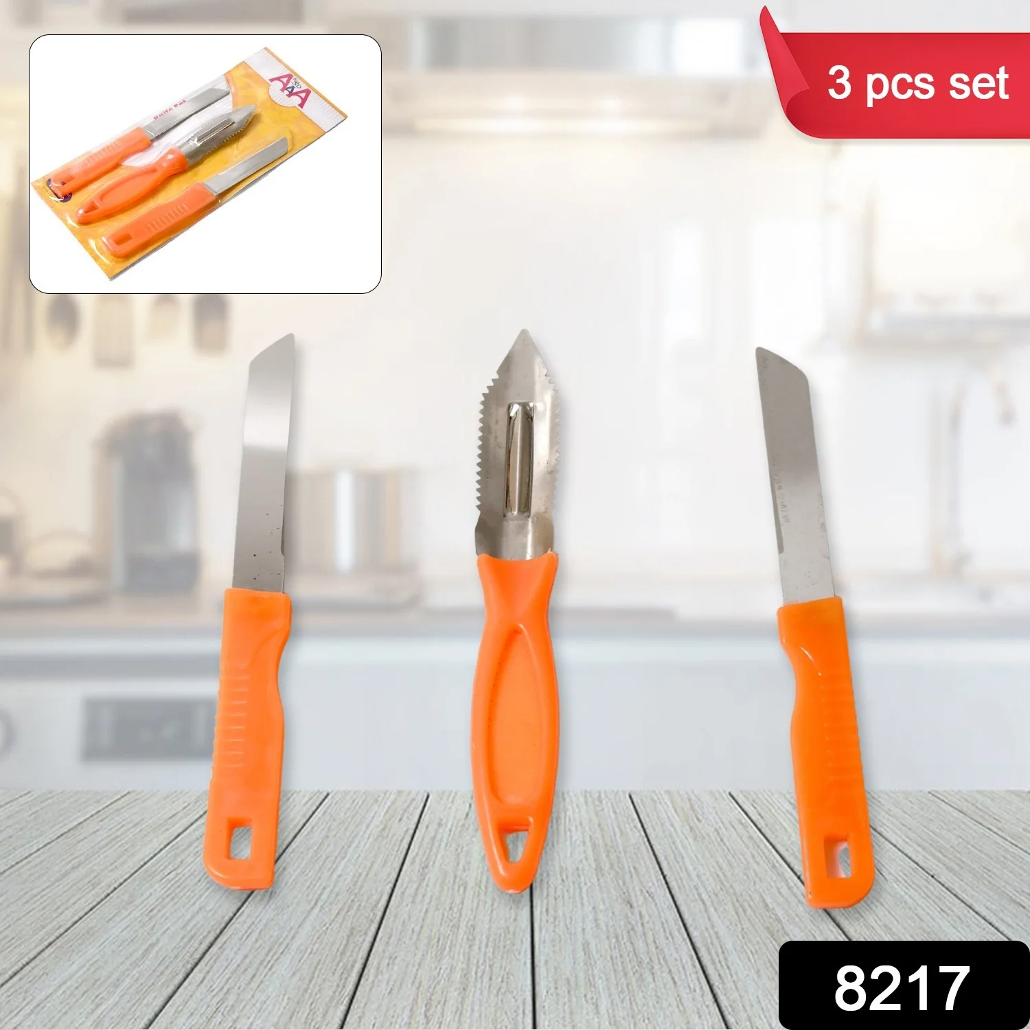 3in1 Multipurpose Stainless Steel Classic Kitchen Knife Set of 3 - Image 2