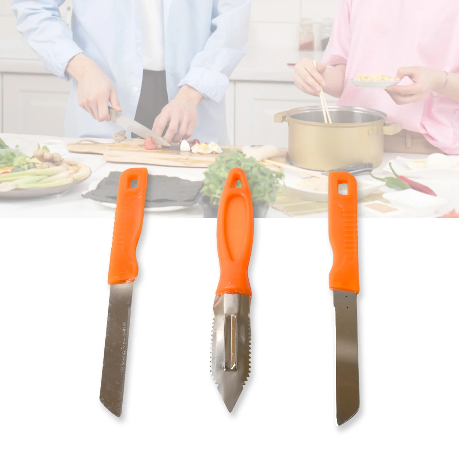 3in1 Multipurpose Stainless Steel Classic Kitchen Knife Set of 3 - Image 7