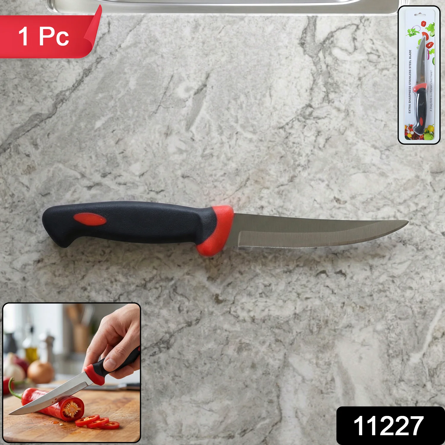 Stainless Steel Kitchen Utility Knife with Ergonomic Grip Handle (1 Pc) - Image 2