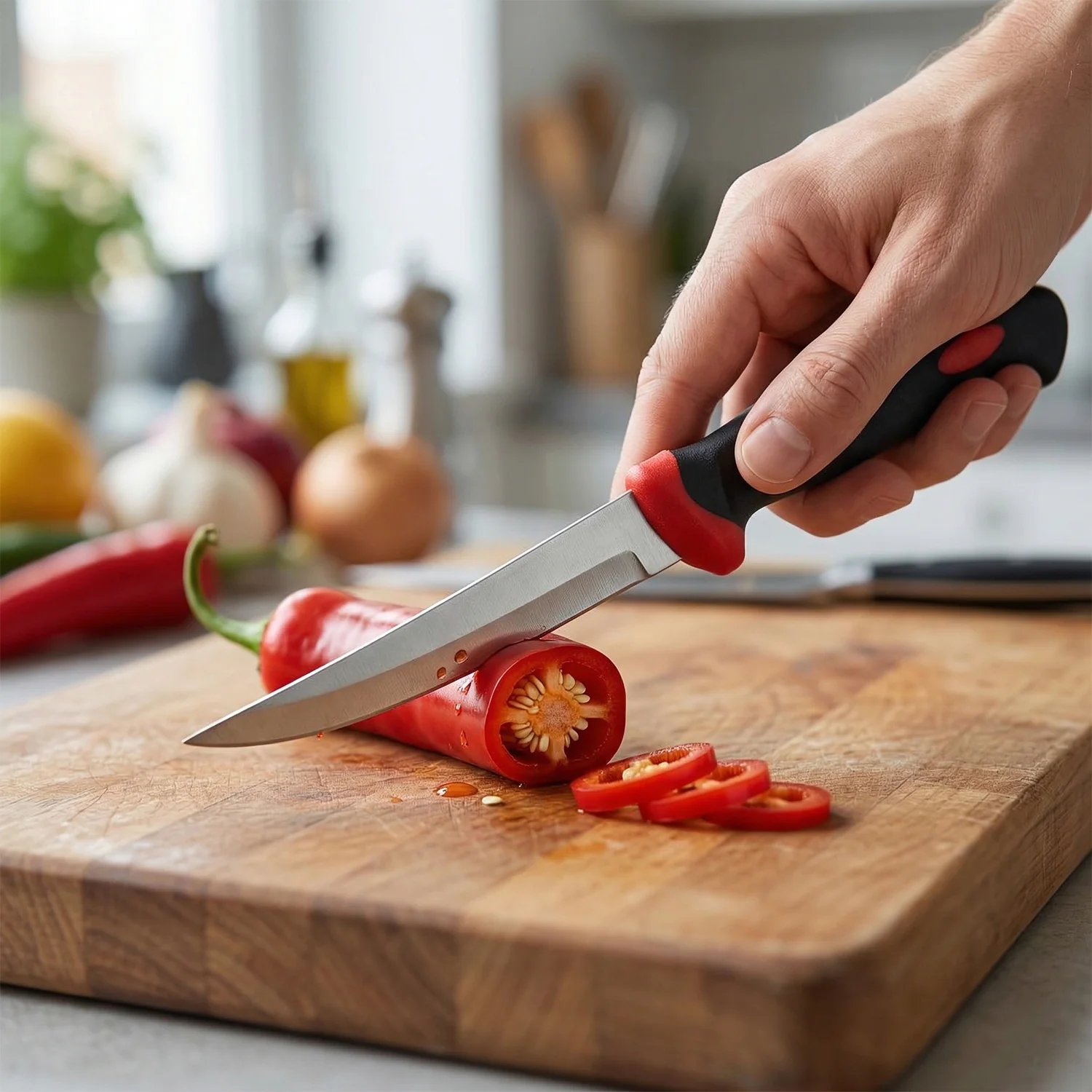 Stainless Steel Kitchen Utility Knife with Ergonomic Grip Handle (1 Pc) - Image 4
