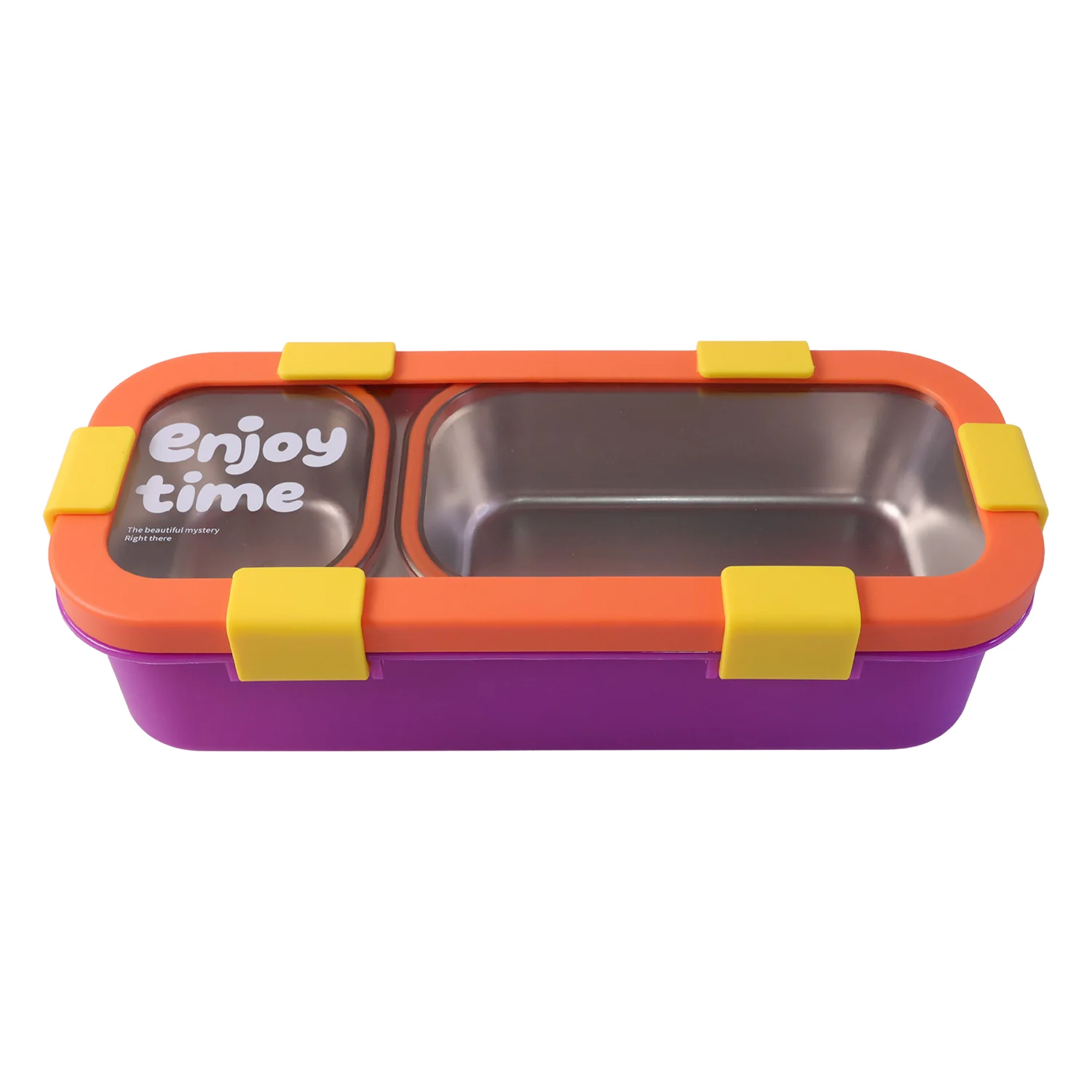 Stainless Steel Leak-Proof Lunch Box with 2 Compartments With Spoon & fork - Image 4