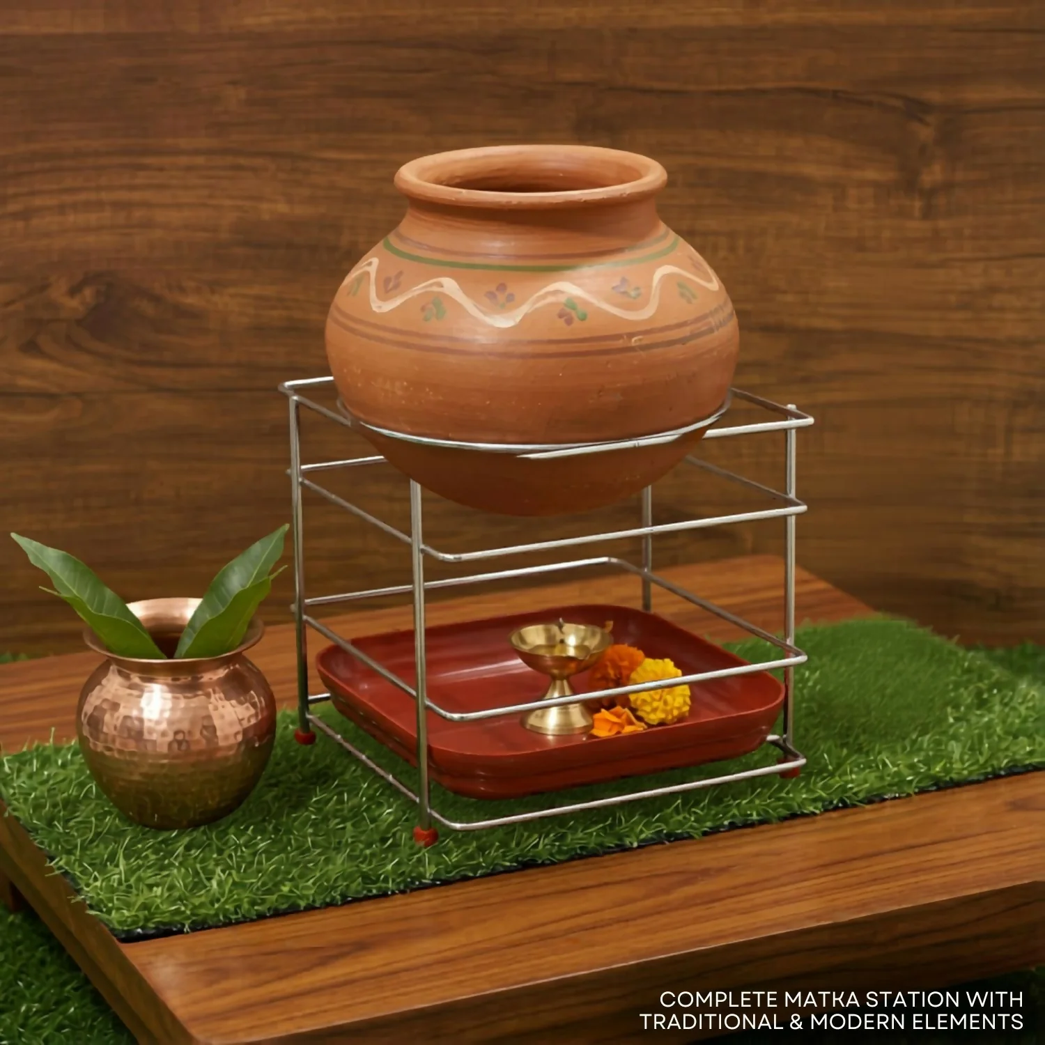 Stainless steel Matka stand with tray - Image 4