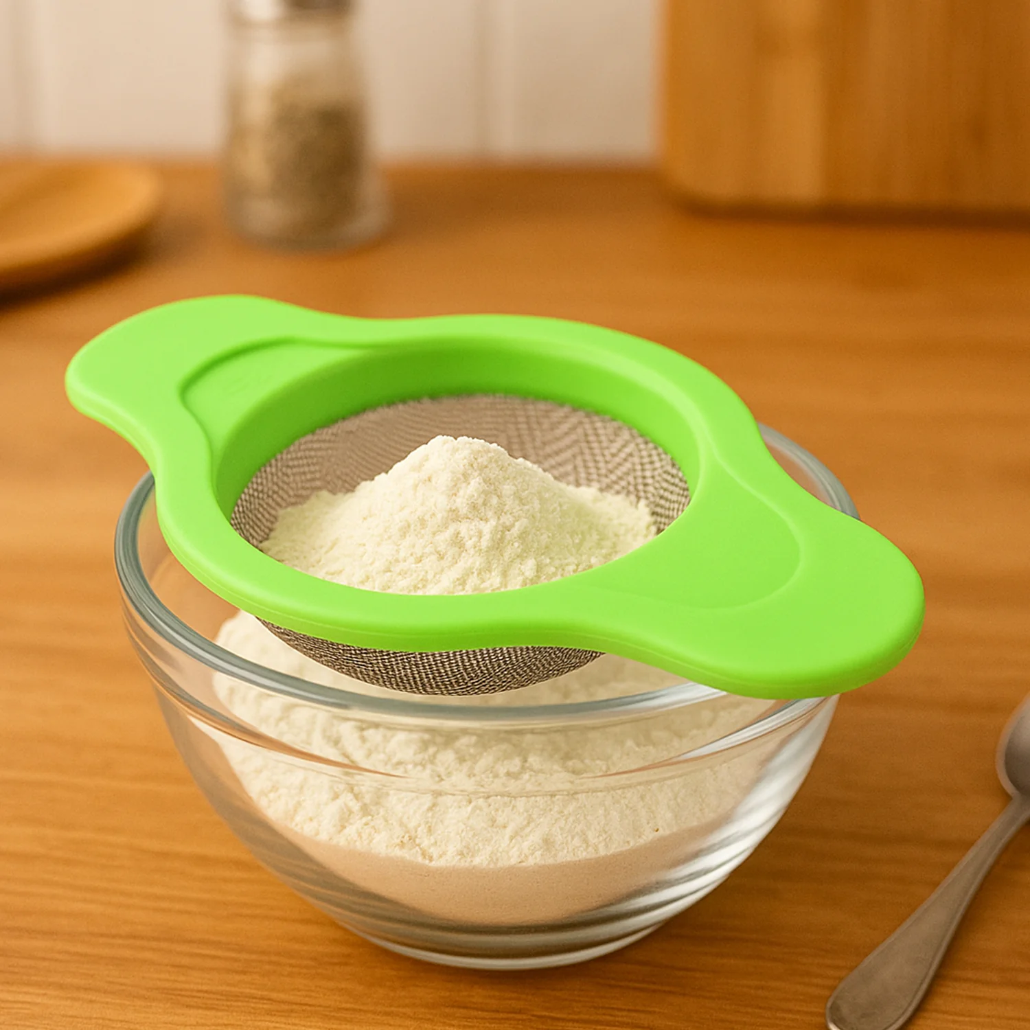 Supermom Stainless Steel Mesh Strainer with Dual Handle Plastic Frame (1 Pc) - Image 6