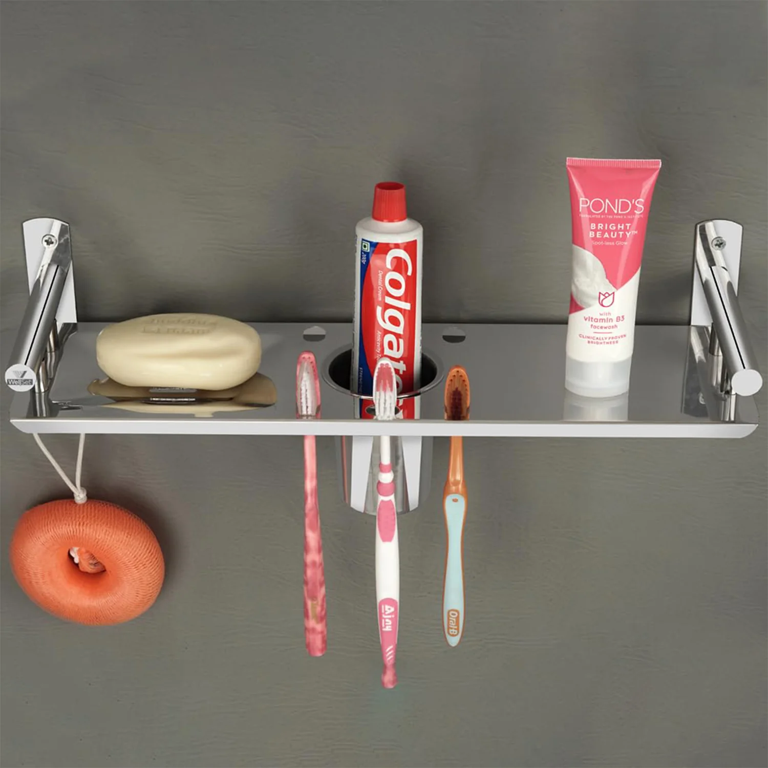 Stainless Steel Multipurpose Bathroom Shelf Rack - Image 3