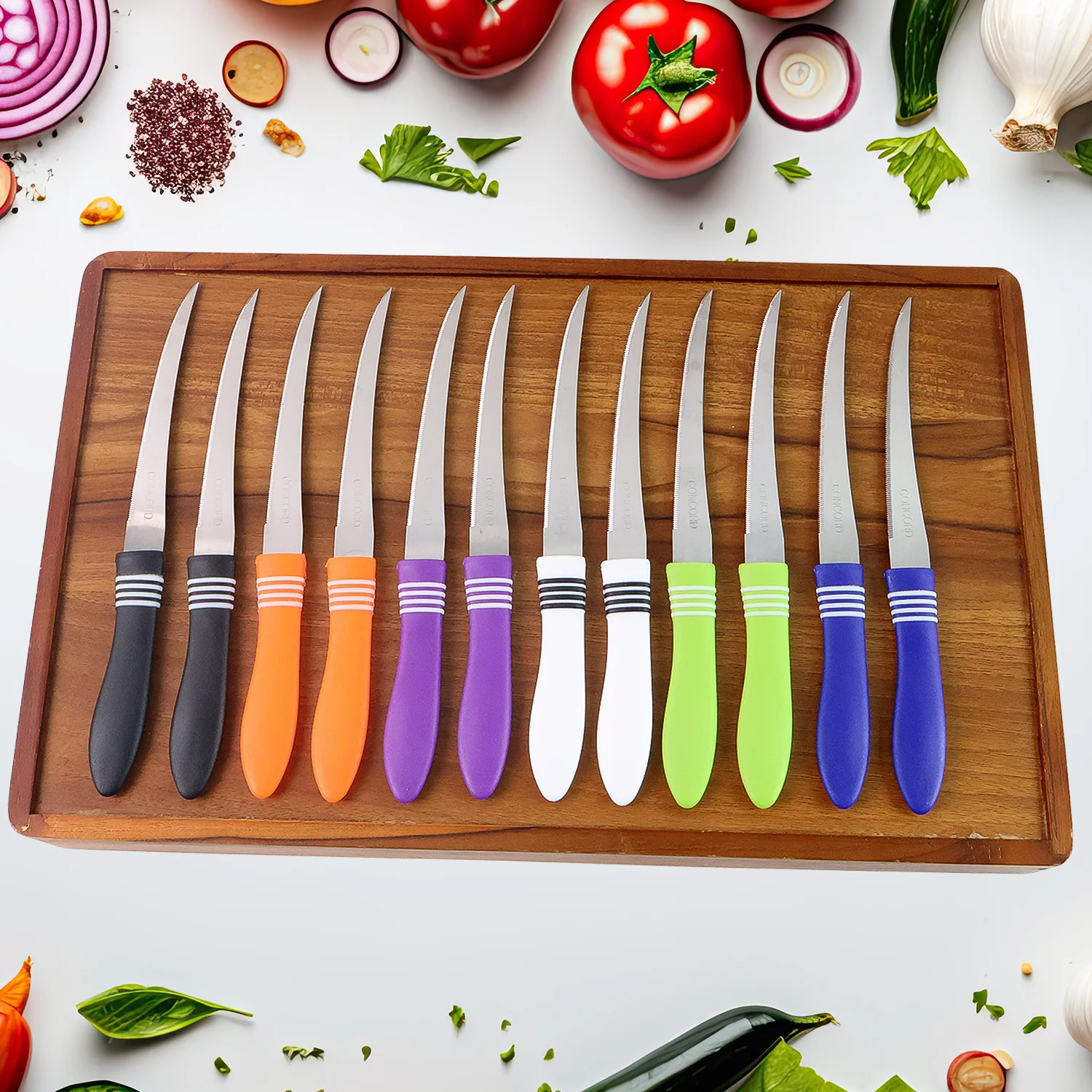 Stainless Steel Multipurpose Serrated Knife Set (12 Pc) - Image 6