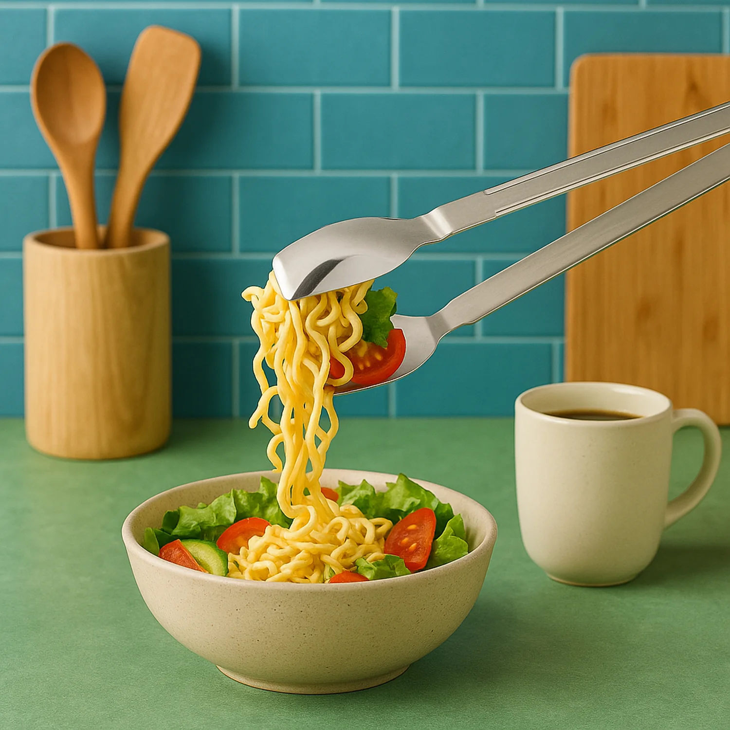 Stainless Steel Multipurpose Serving Tong – 2-in-1 Pasta & Salad Tong (1 Pc) - Image 6