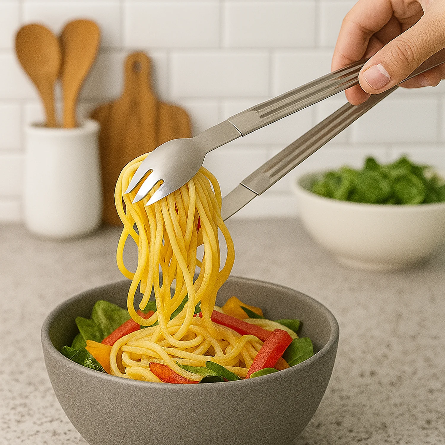 Stainless Steel Multipurpose Serving Tong – 2-in-1 Pasta & Salad Tong (1 Pc) - Image 8