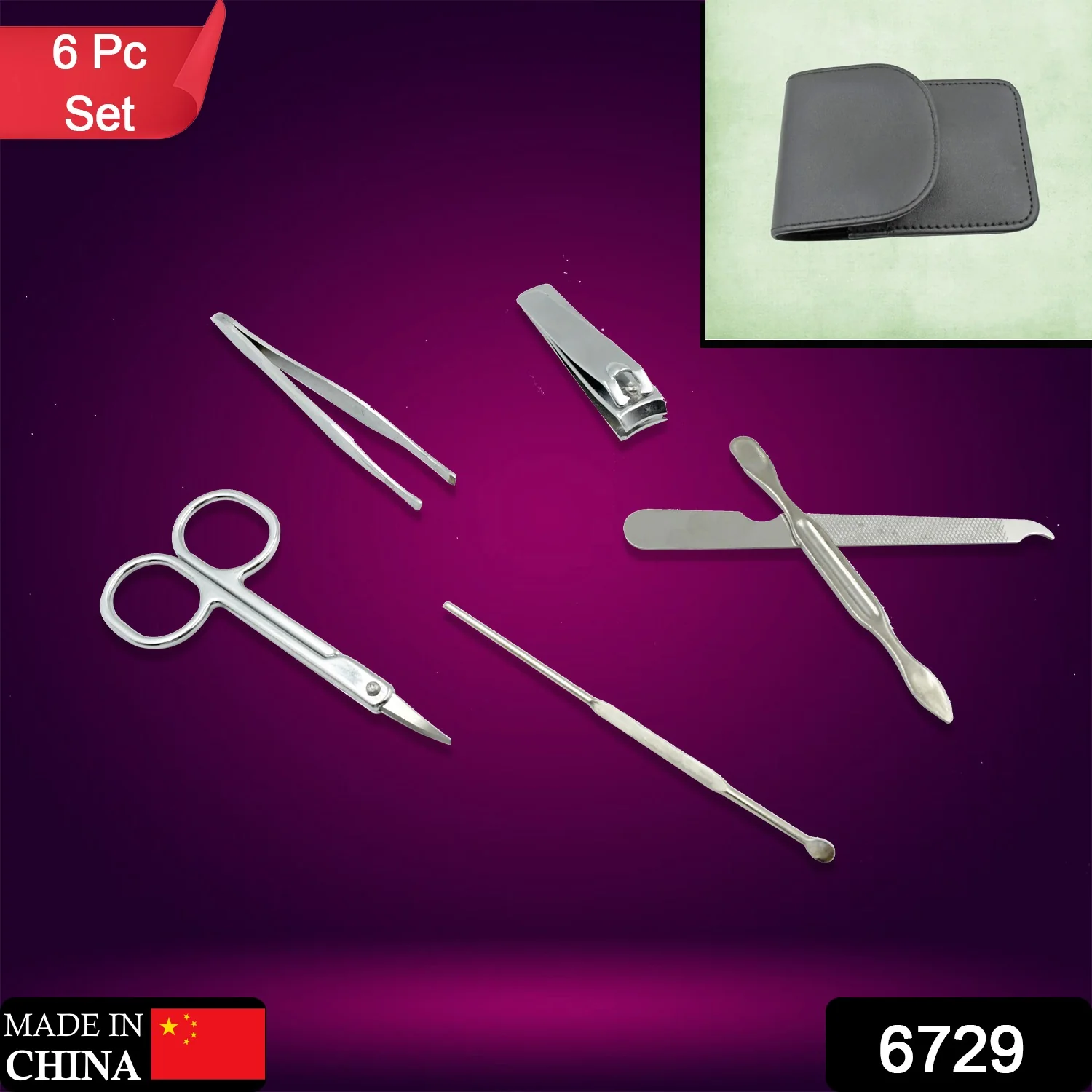 6-in-1 Professional Nail Care Kit: Clippers, Scissors & More Nail (Travel or Home) - Image 7