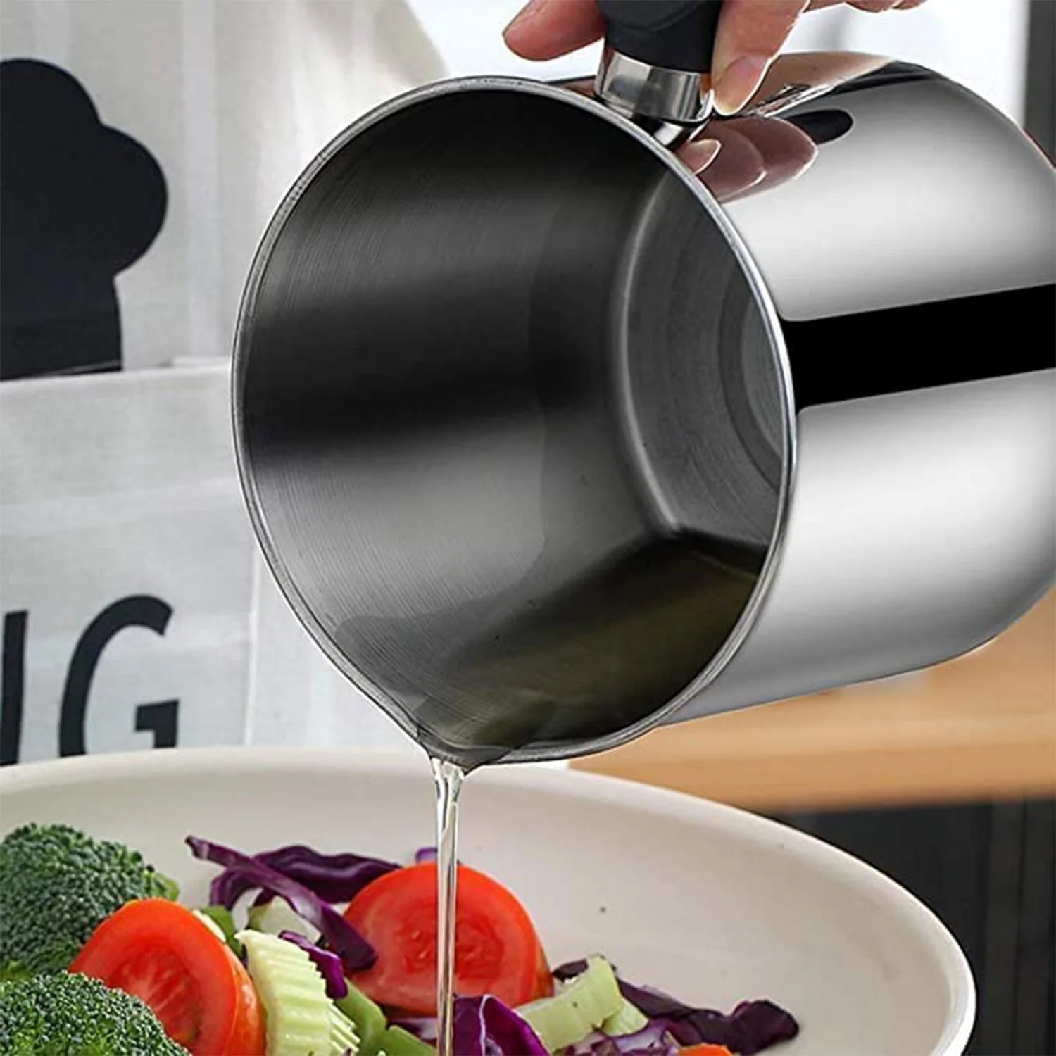 Stainless Steel Oil Strainer Pot with Lid and Filter Mesh (1 Set) - Image 3