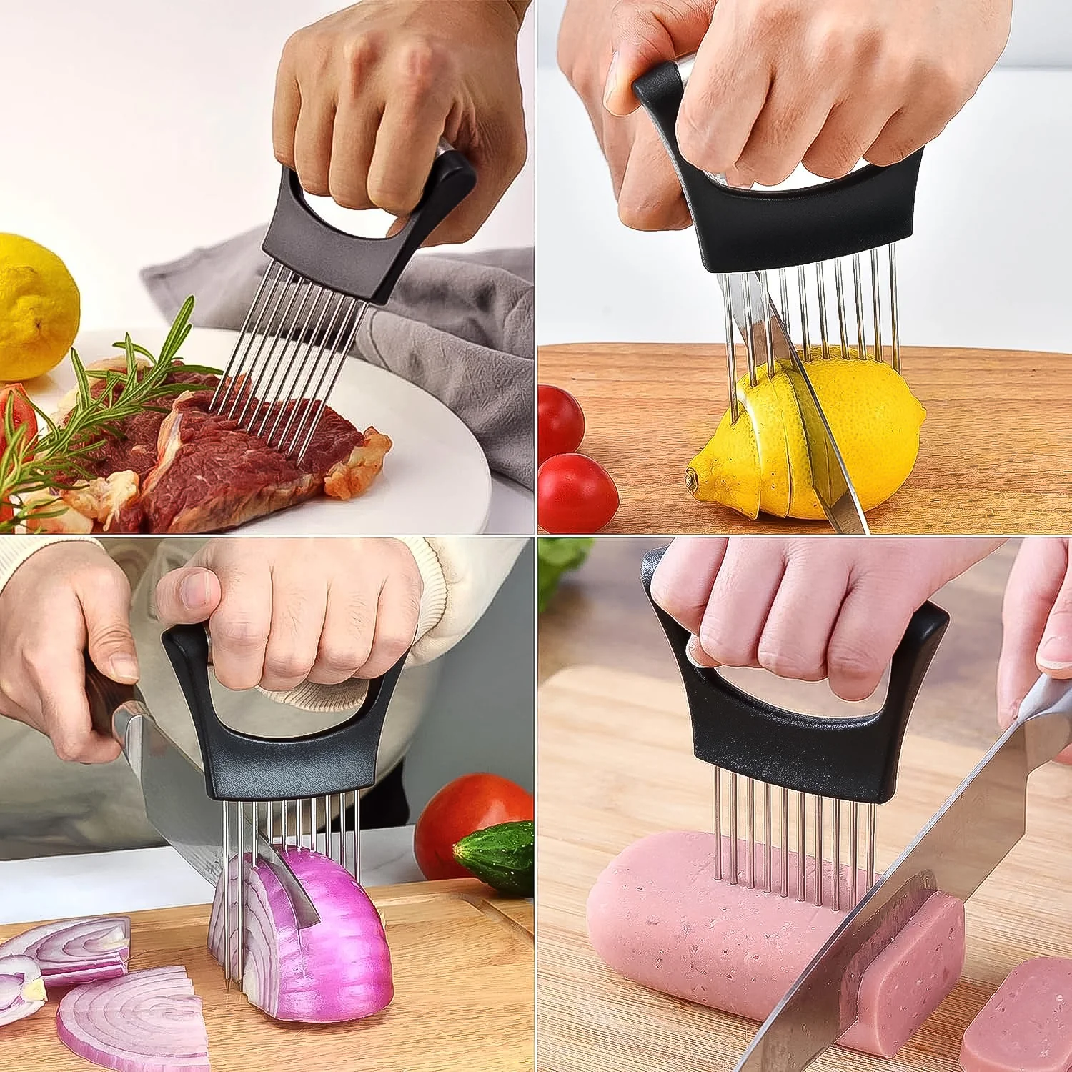 Stainless Steel Onion Cutter & Vegetable Slicer Holder Tool (1 Pc) - Image 3