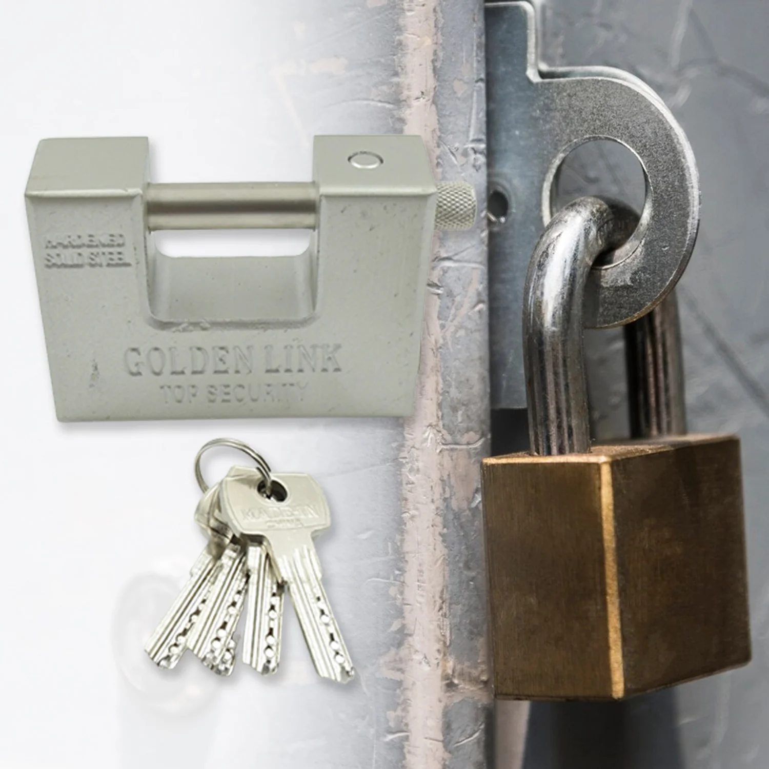 94mm Stainless Steel Padlock: Rectangular, Hardened Steel, 5 Keys - Image 7