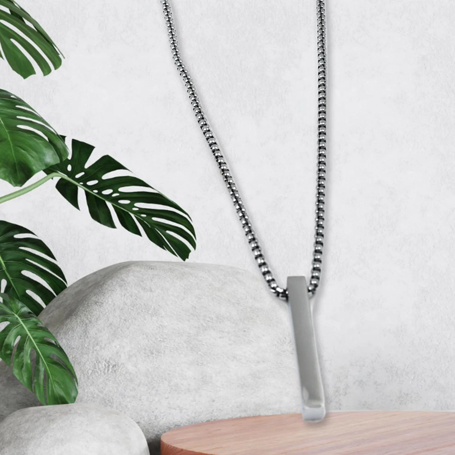 Stainless Steel Plain Stick Shape Locket With Chain (1 Pc) - Image 3