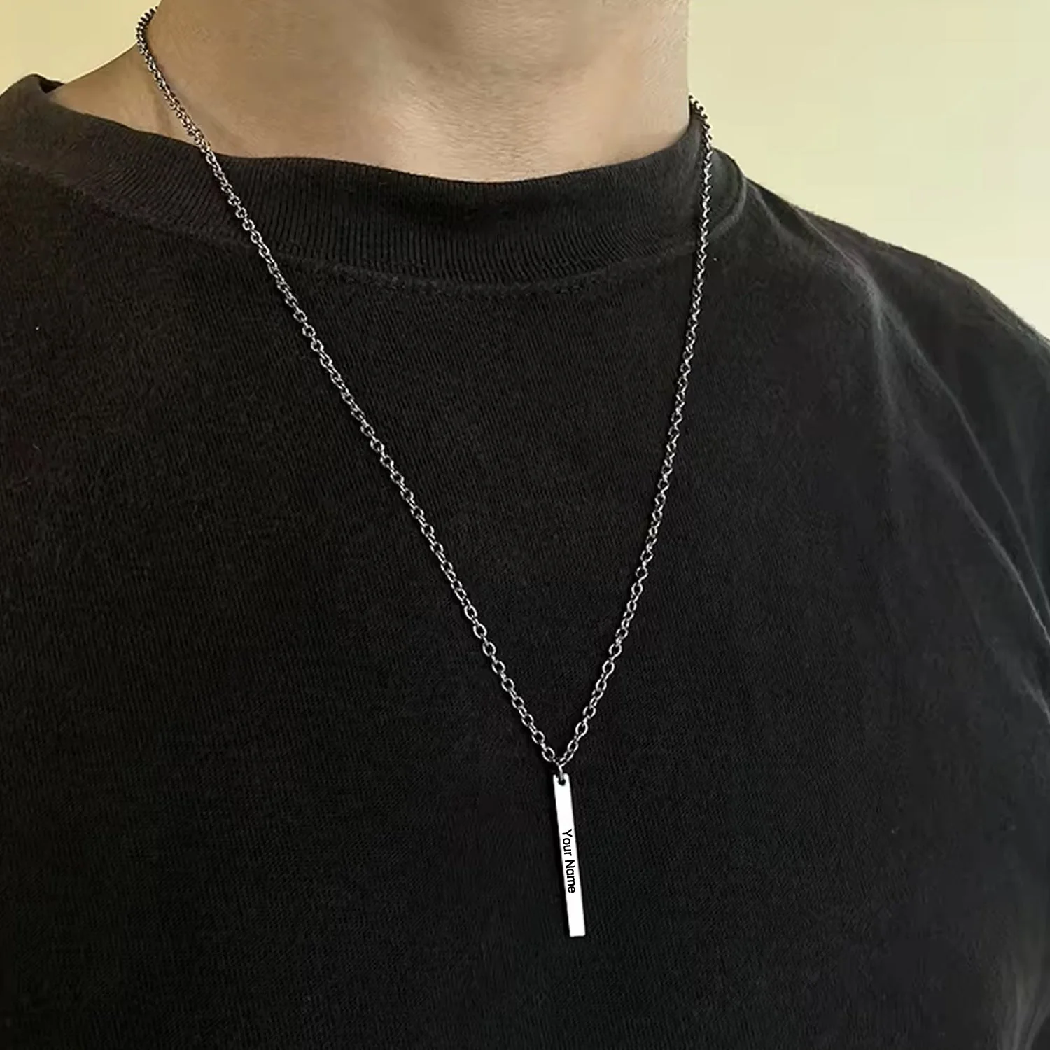 Customize Stainless Steel Plain Stick Shape Locket With Chain (1 Pc) - Image 4