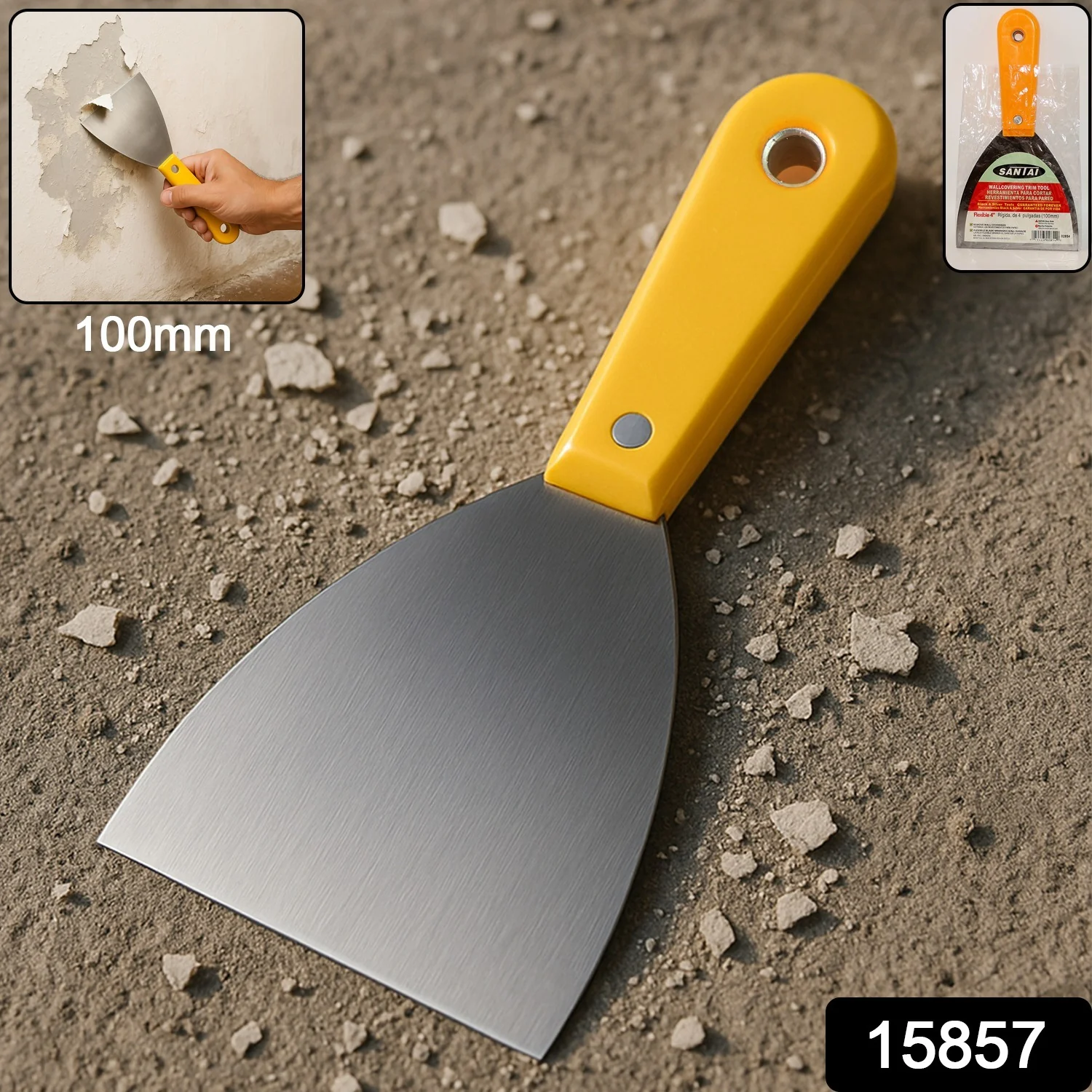 Stainless Steel Putty Knife / Wall Scraper - (100mm / 1 Pc) - Image 2