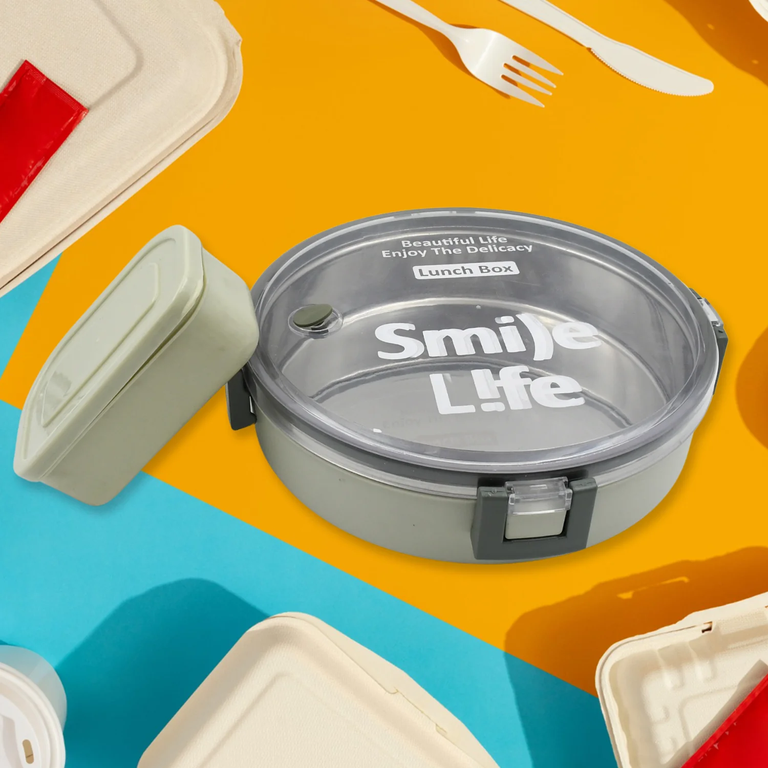 Miracle Stainless Steel Round Lunch Box (450 ML + 250 ML Approx) - Image 3