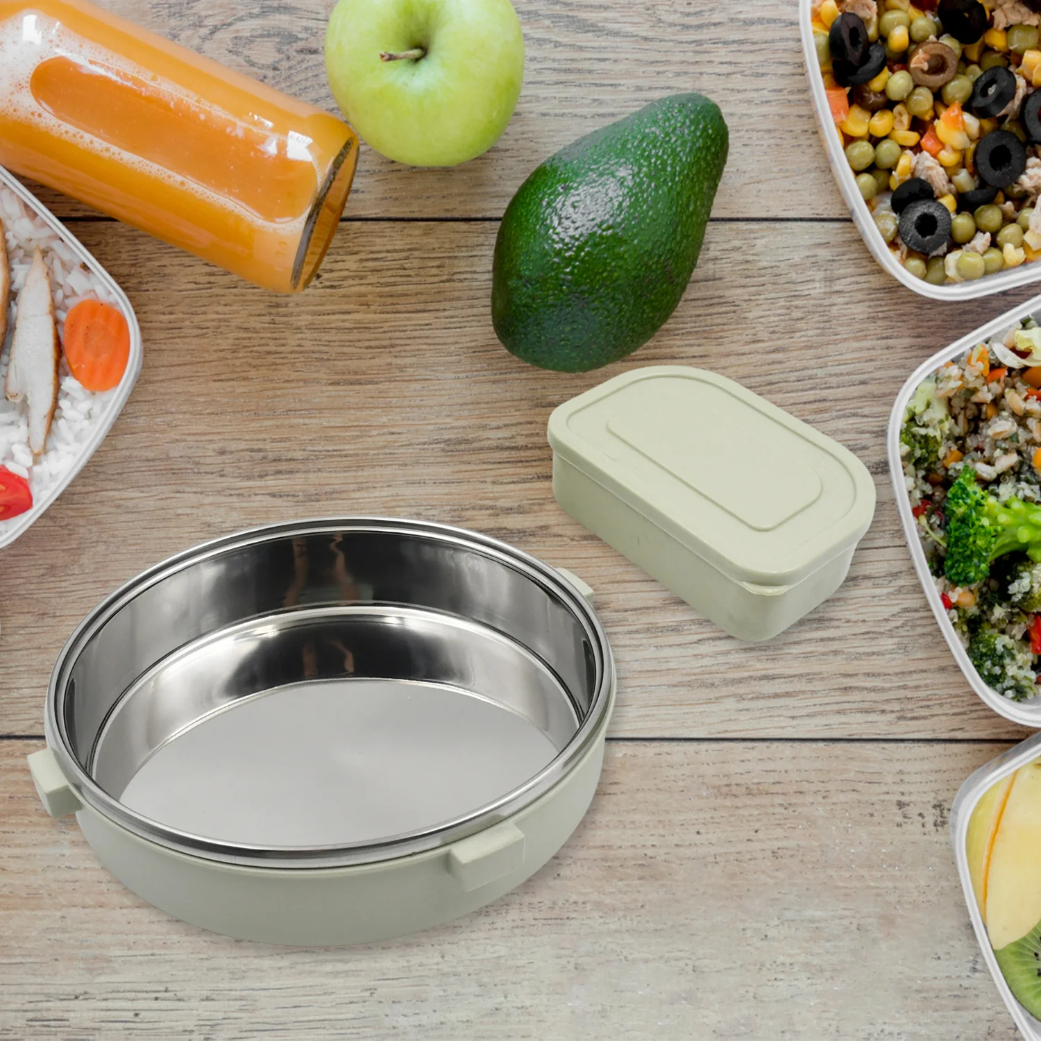 Miracle Stainless Steel Round Lunch Box (450 ML + 250 ML Approx) - Image 5