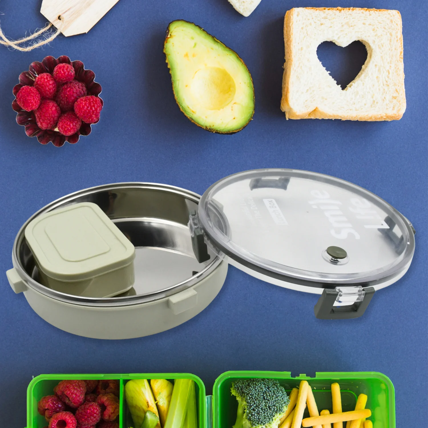Miracle Stainless Steel Round Lunch Box (450 ML + 250 ML Approx) - Image 6