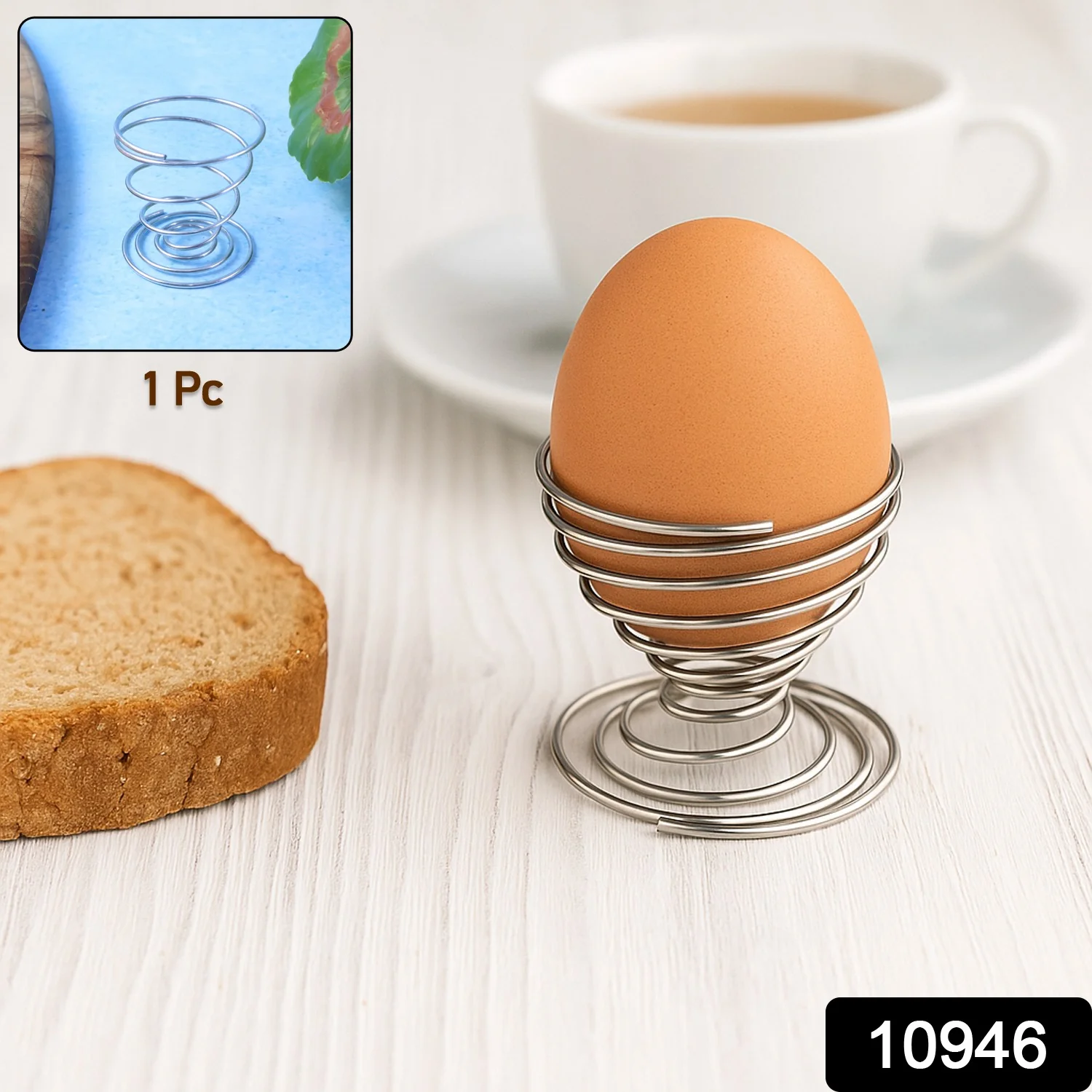 Stainless Steel Spring Egg Cup Holder (1 Pc) - Image 2