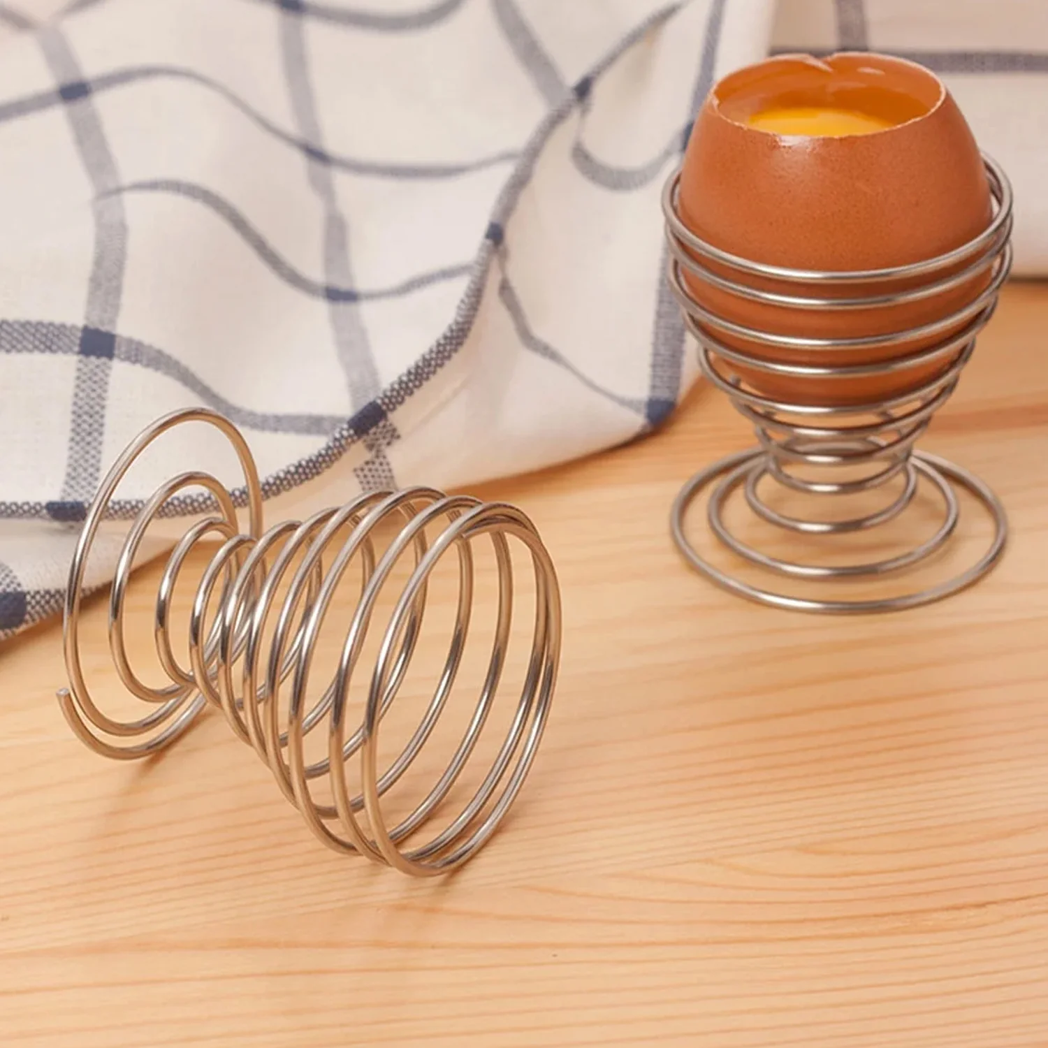 Stainless Steel Spring Egg Cup Holder (1 Pc) - Image 6
