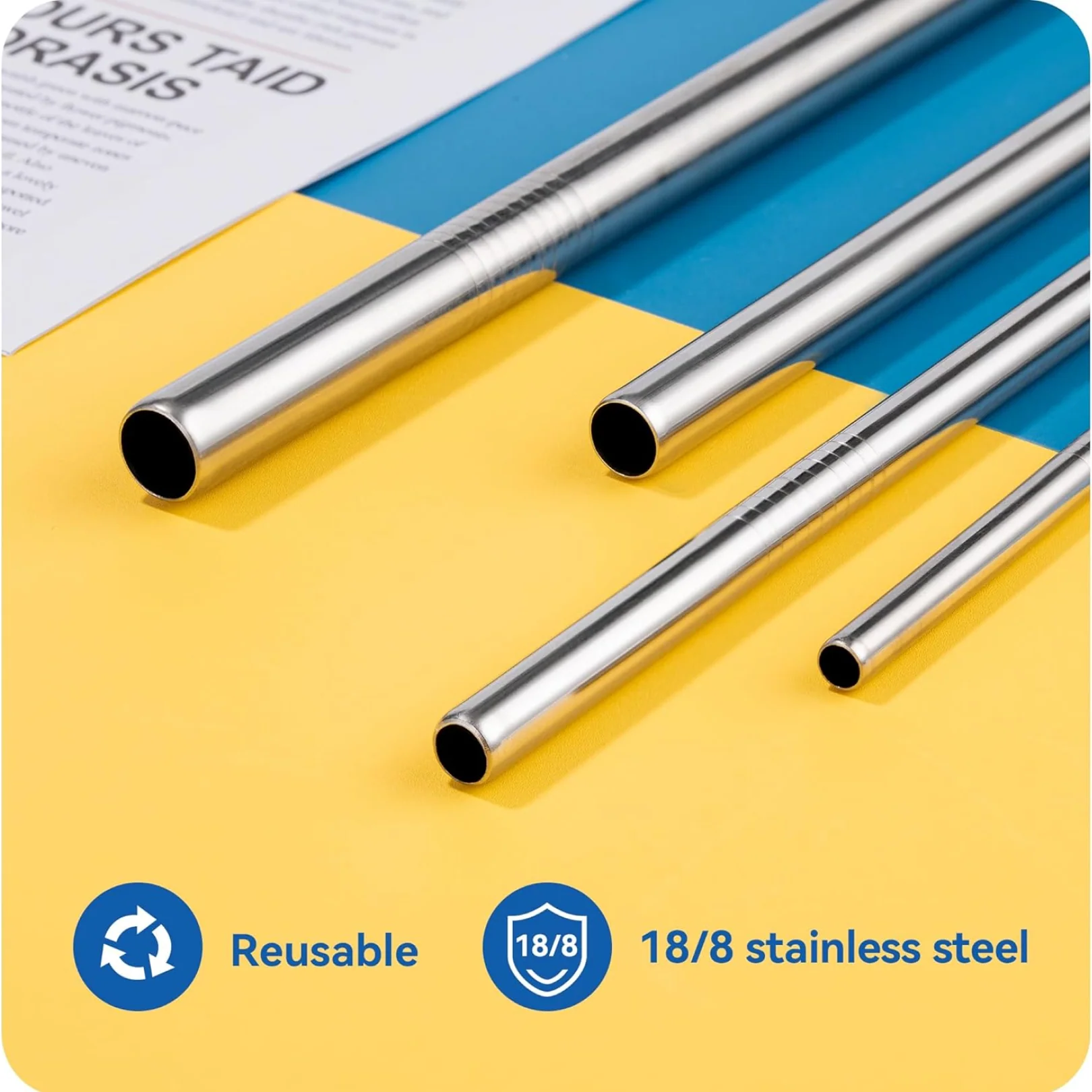 Set of 4 Stainless Steel Straws & Brush (2 Straight straws, 2 Bent straws, 1 Brush) - Image 5