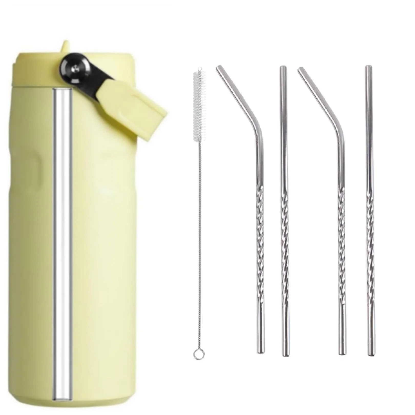 Set of 4 Stainless Steel Straws & Brush (2 Straight straws, 2 Bent straws, 1 Brush) - Image 6