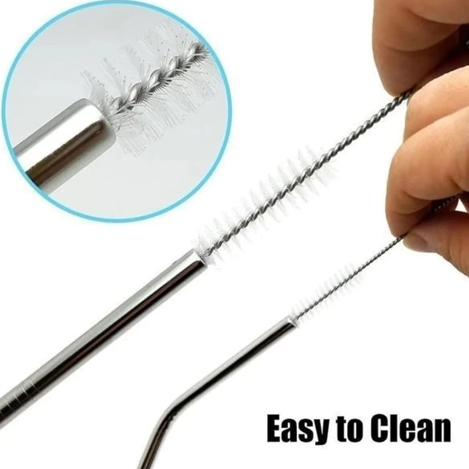 Set of 4 Stainless Steel Straws & Brush (2 Straight straws, 2 Bent straws, 1 Brush) - Image 7