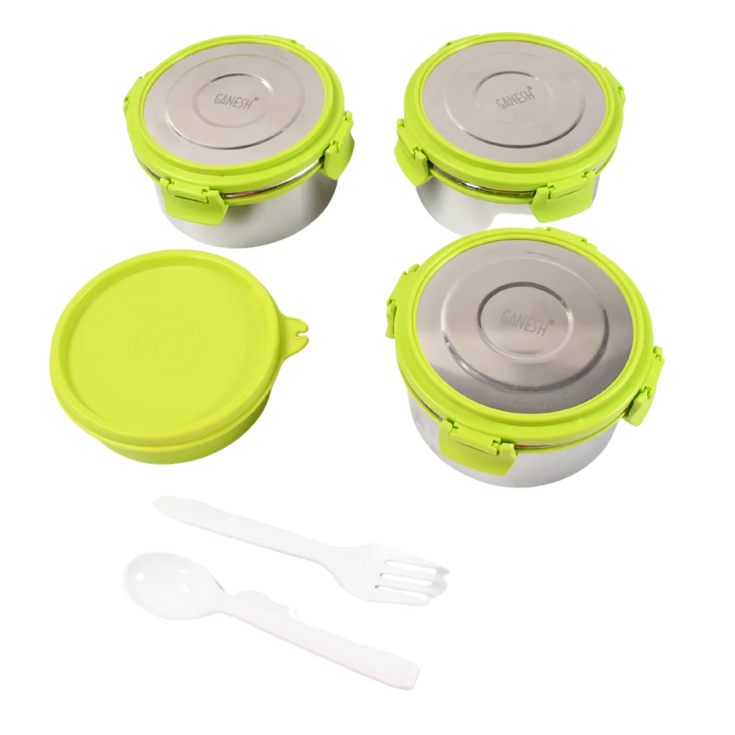 Stainless Steel Tiffin Lunch Box Container / Dabba with 4 Side Clip Lock Lid - Image 4