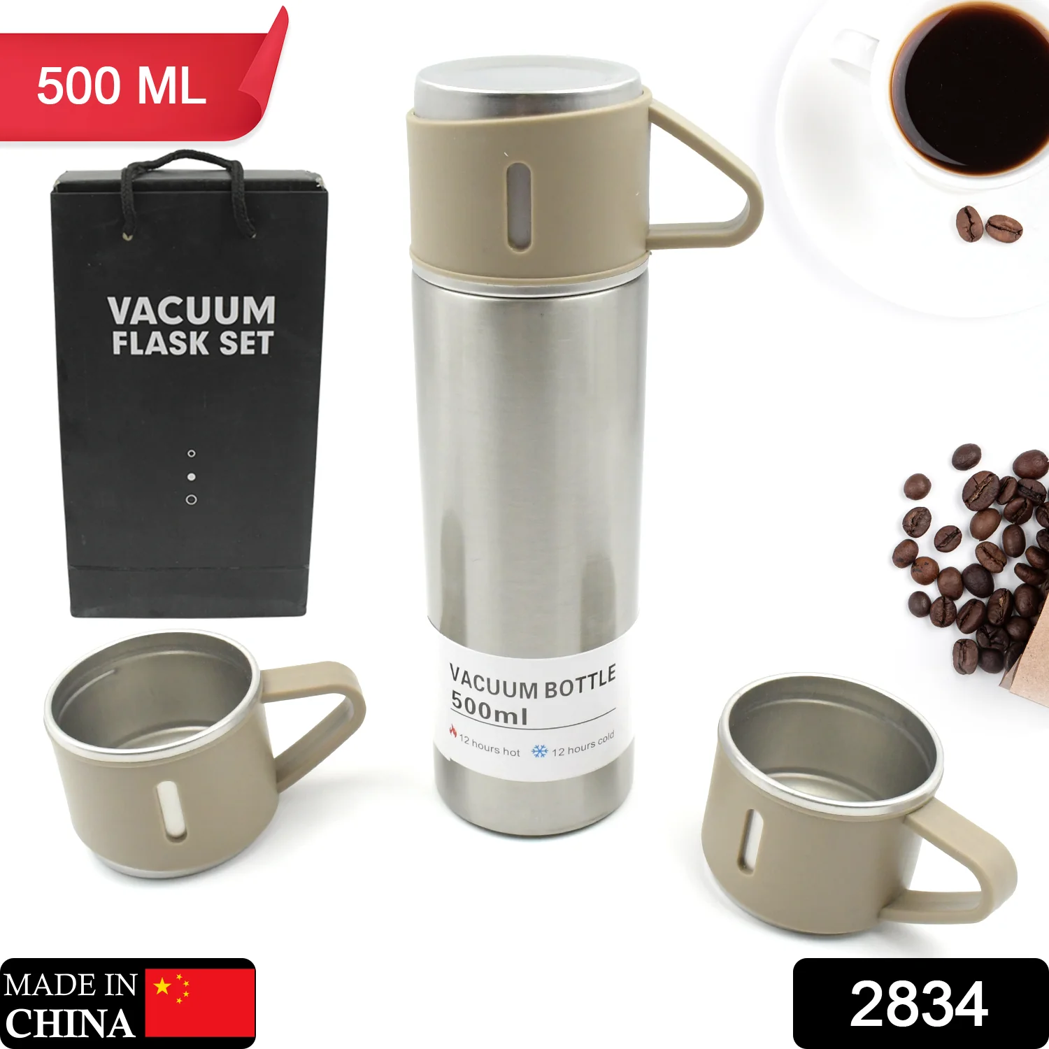 Stainless Steel Vacuum Flask Set (500ml) - Image 2
