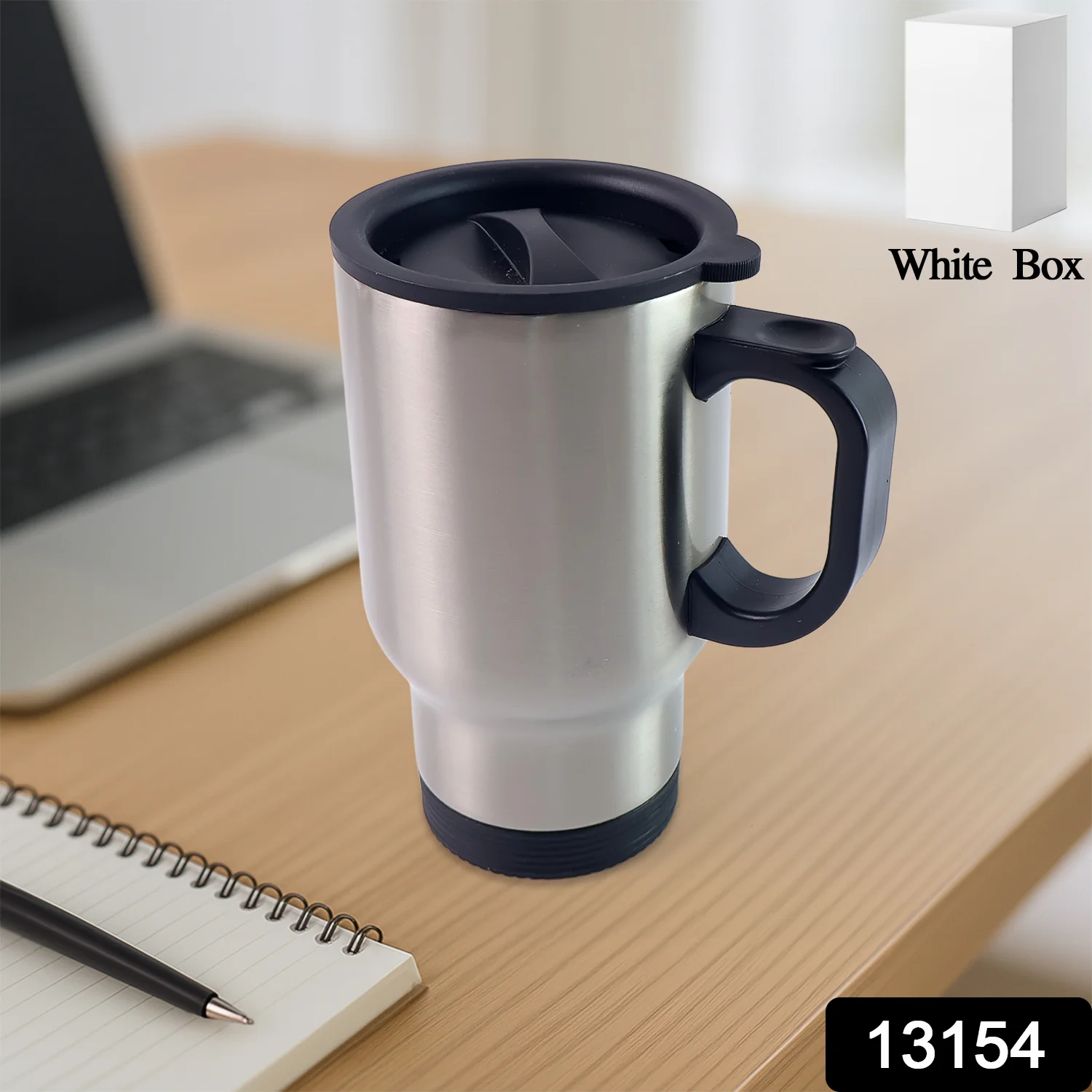 Stainless Steel Vacuum Glass Insulated Glass Coffee Cups, Tumbler (With Lid & Handle / 1 pc) - Image 2
