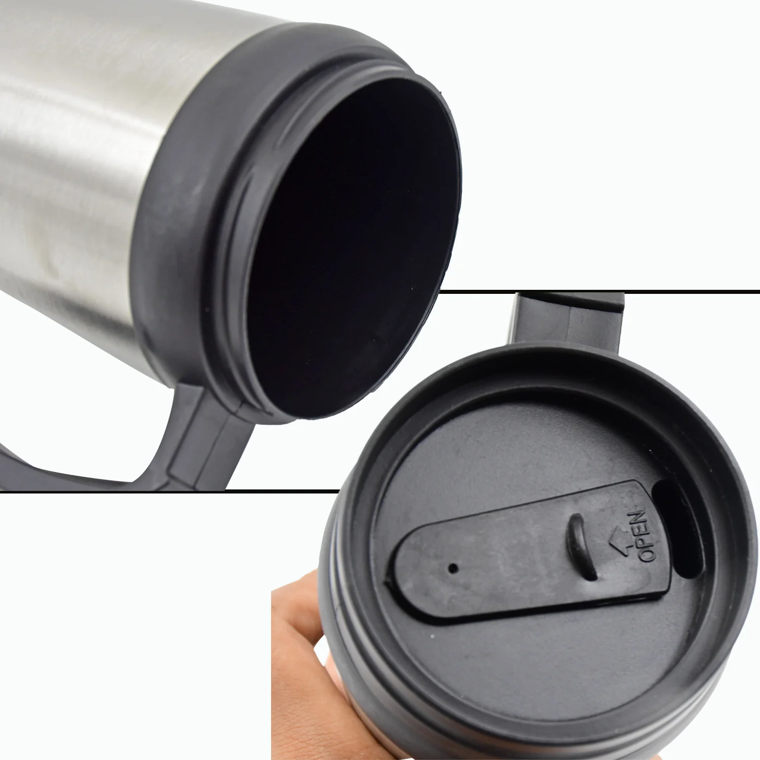 Stainless Steel Vacuum Glass Insulated Glass Coffee Cups, Tumbler (With Lid & Handle / 1 pc) - Image 10
