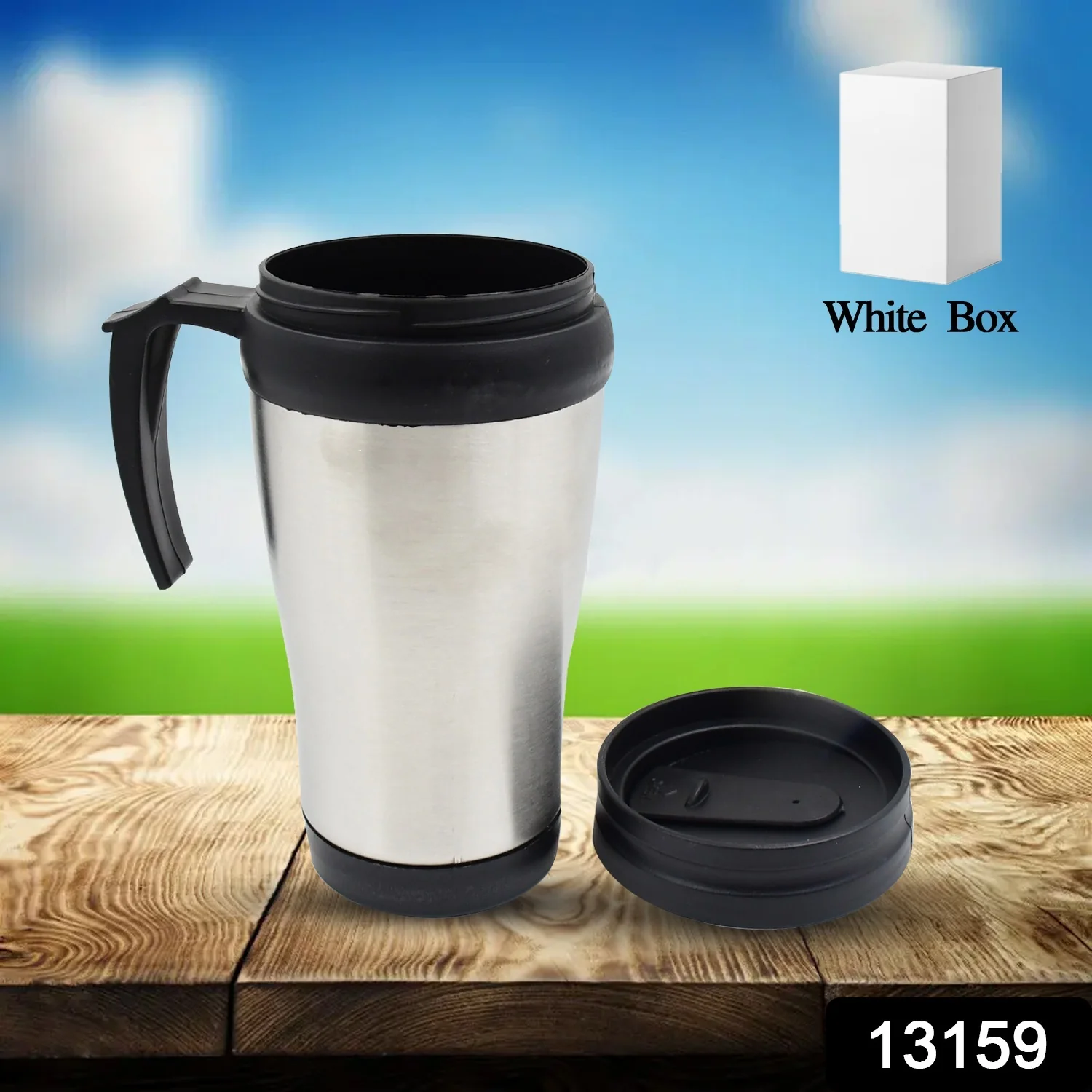 Stainless Steel Vacuum Glass Insulated Glass Coffee Cups, Tumbler (With Lid & Handle / 1 pc) - Image 2