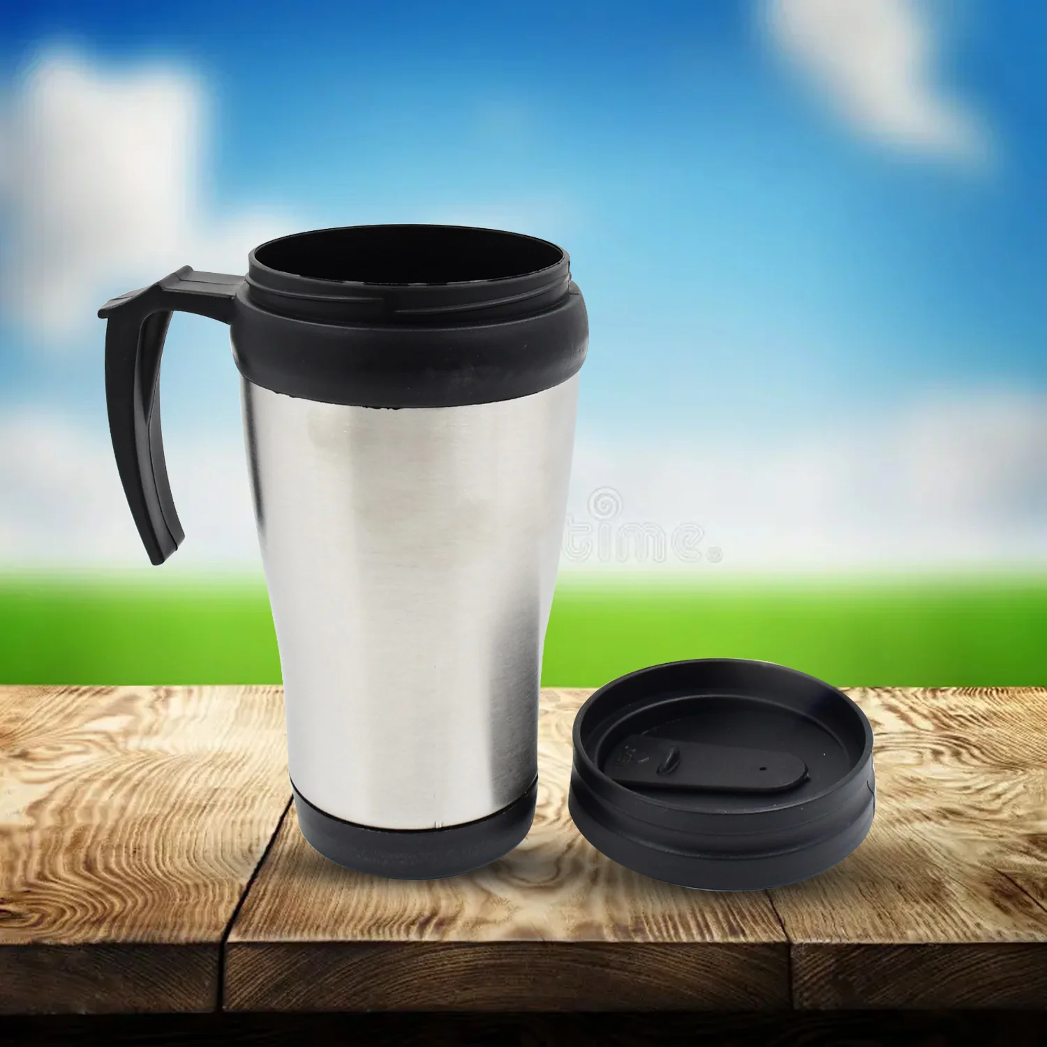 Stainless Steel Vacuum Glass Insulated Glass Coffee Cups, Tumbler (With Lid & Handle / 1 pc) - Image 6