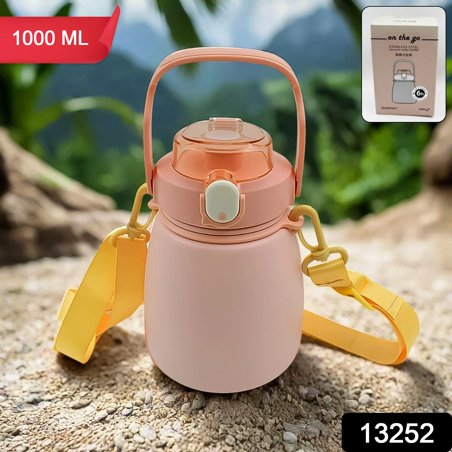 Stainless Steel Mug / Bottle Vacuum Insulated Cup Handle & Strap, Tumbler (1000 ML) - Image 2