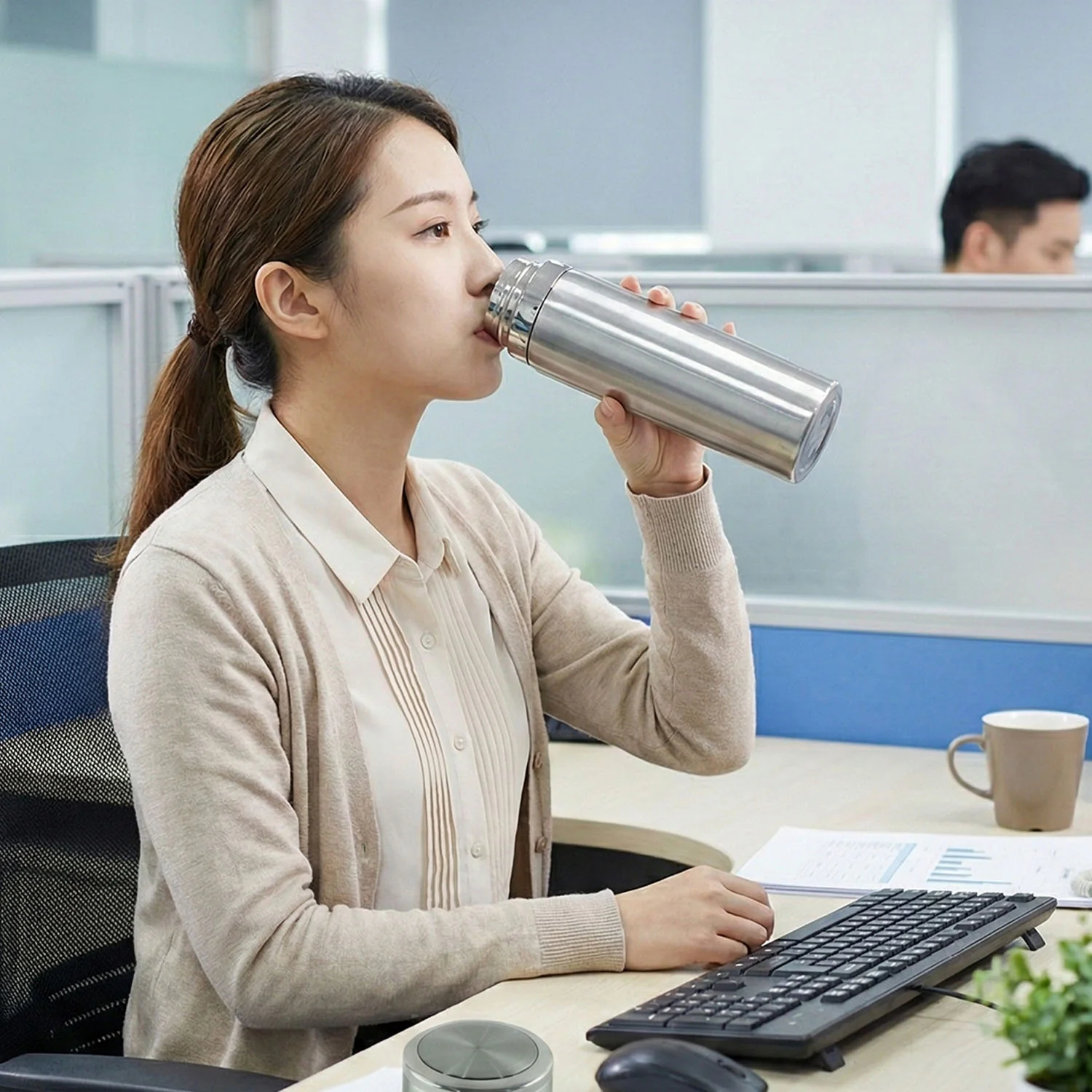 Stainless Steel Vacuum Insulated Flask Bottle with Leakproof Lid (1 Pc, 800 ML) - Image 3