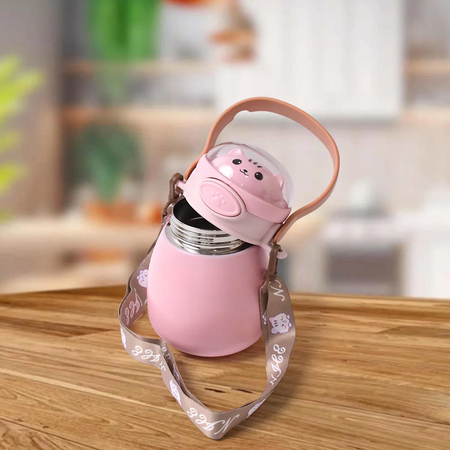 Stainless Steel Kitten / Bottle Vacuum Insulated Cup With Handle & Strap (700 ML) - Image 6