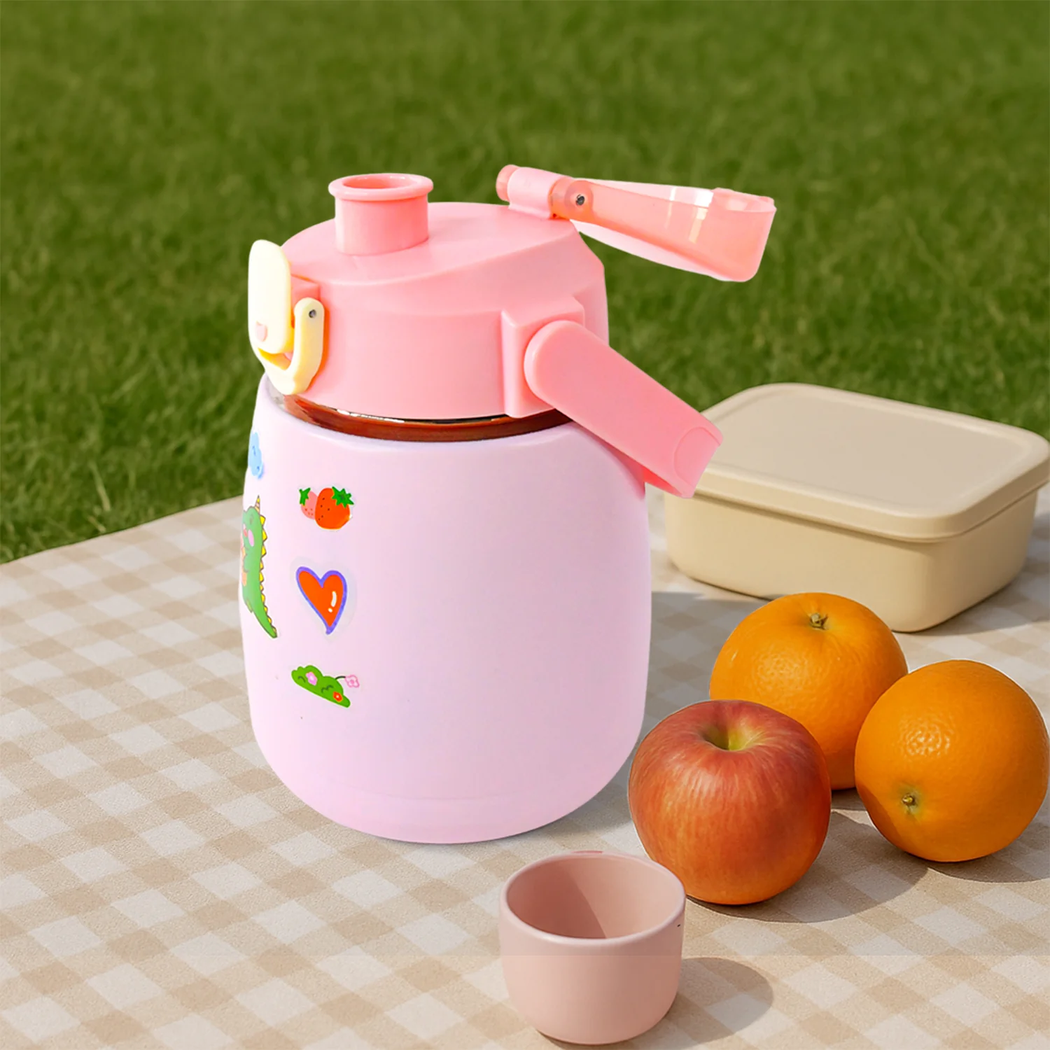 Stainless Steel Vacuum Insulated Water Bottle with Handle & Sticker (700 ML) - Image 7