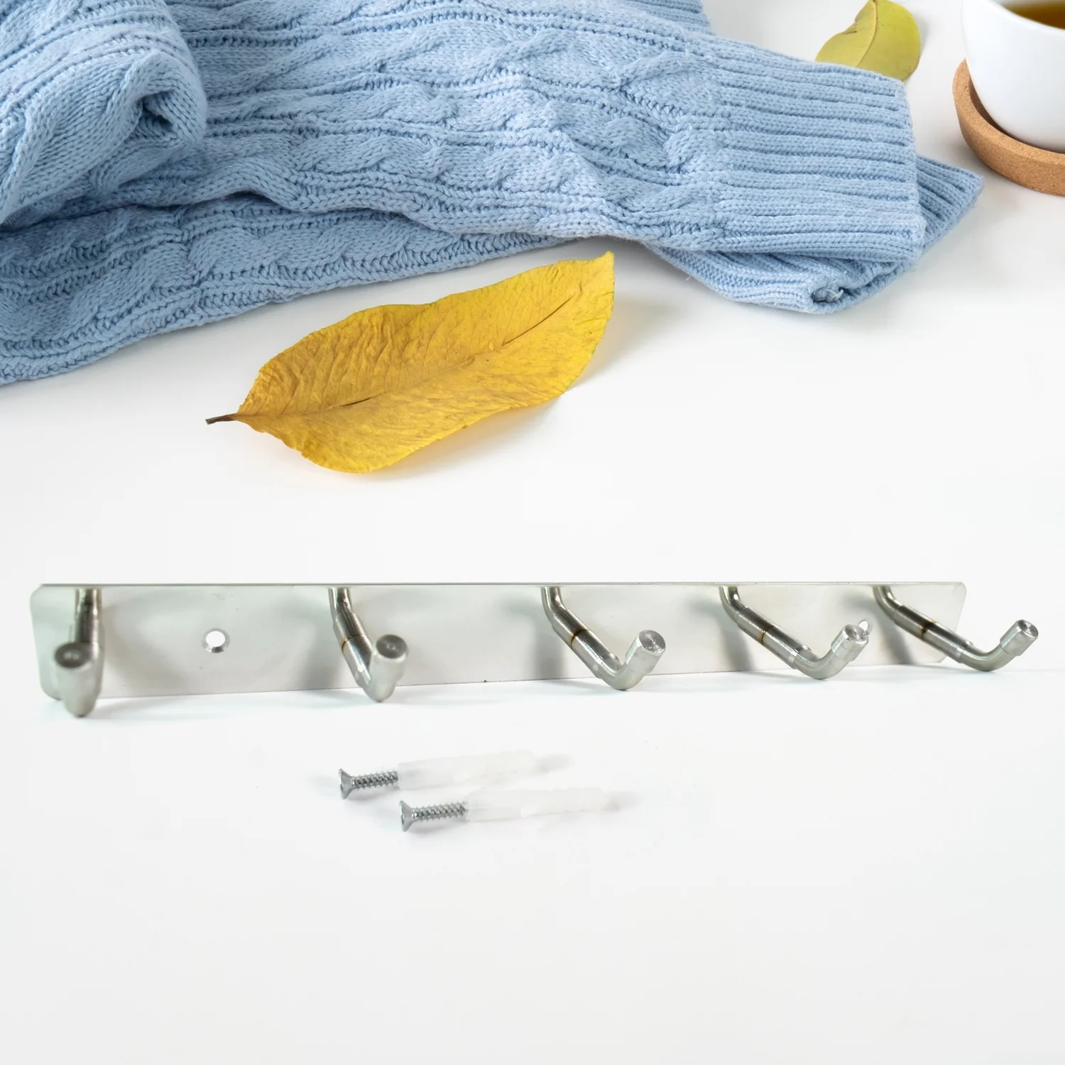 Stainless Steel Wall Mounted Coat 5 Hook Rack (26x3 / 1 Pc) - Image 3