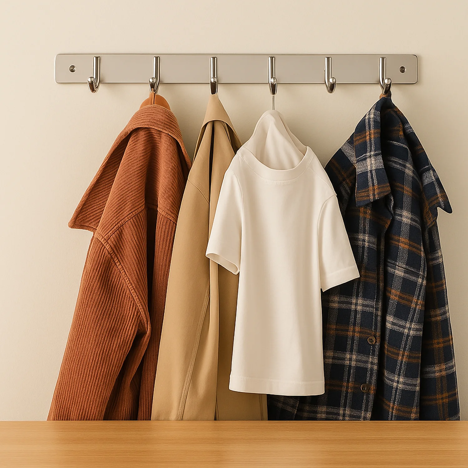 Stainless Steel Wall Mounted Coat 6 Hook Rack (32x3 / 1Pc) - Image 6