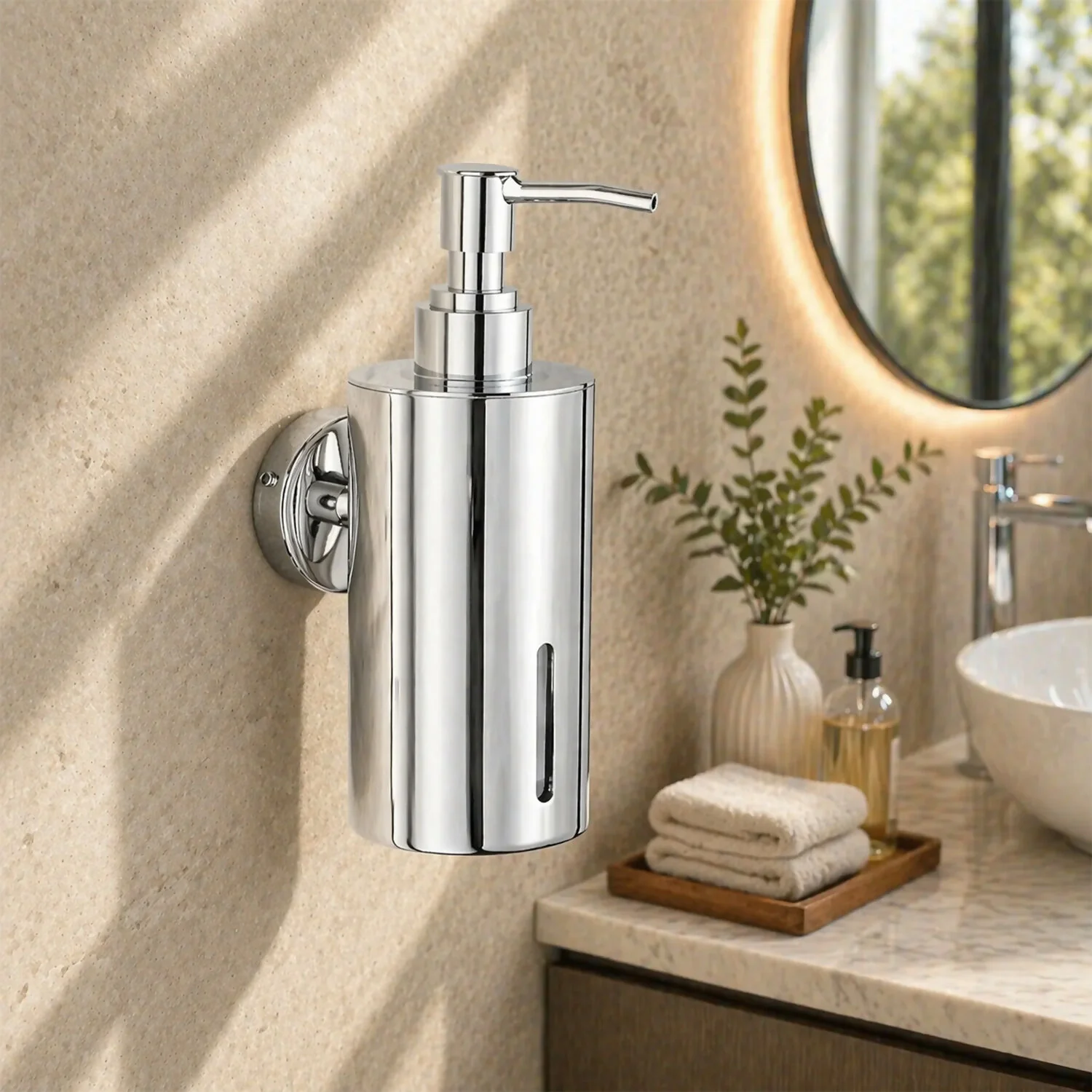 Stainless Steel Wall-Mounted Liquid Soap Dispenser for Bathroom & Kitchen - Image 3
