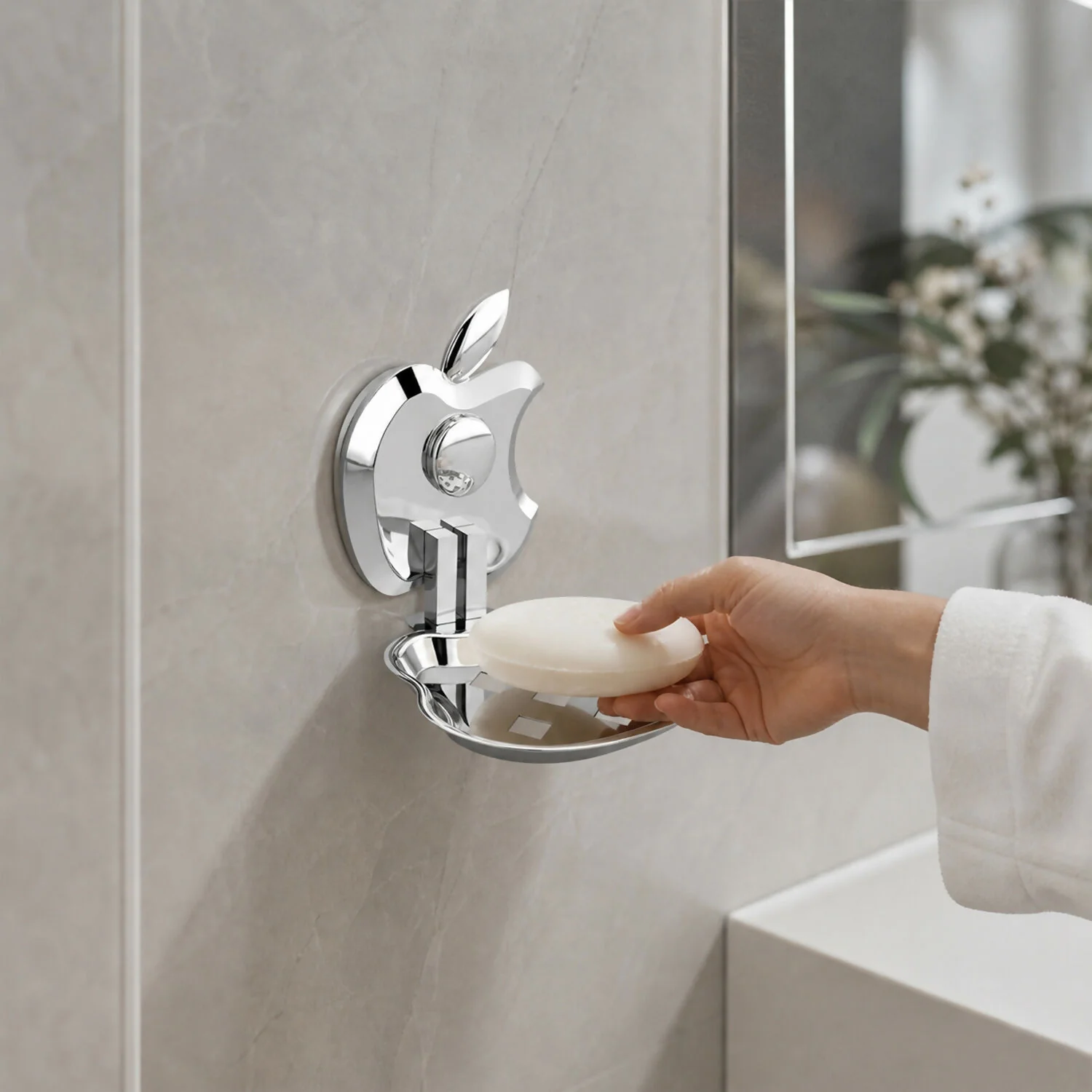 Stainless Steel Wall-Mounted Soap Dish Apple Shaped Design - Image 2