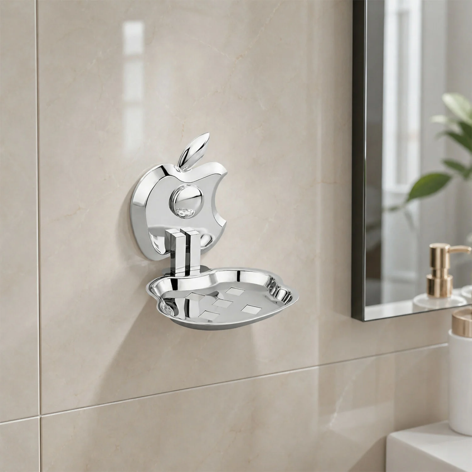 Stainless Steel Wall-Mounted Soap Dish Apple Shaped Design - Image 3