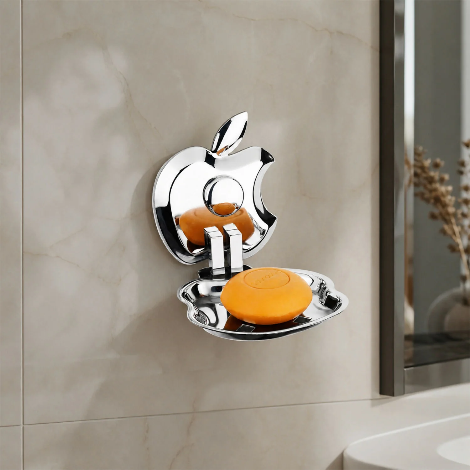 Stainless Steel Wall-Mounted Soap Dish Apple Shaped Design - Image 4